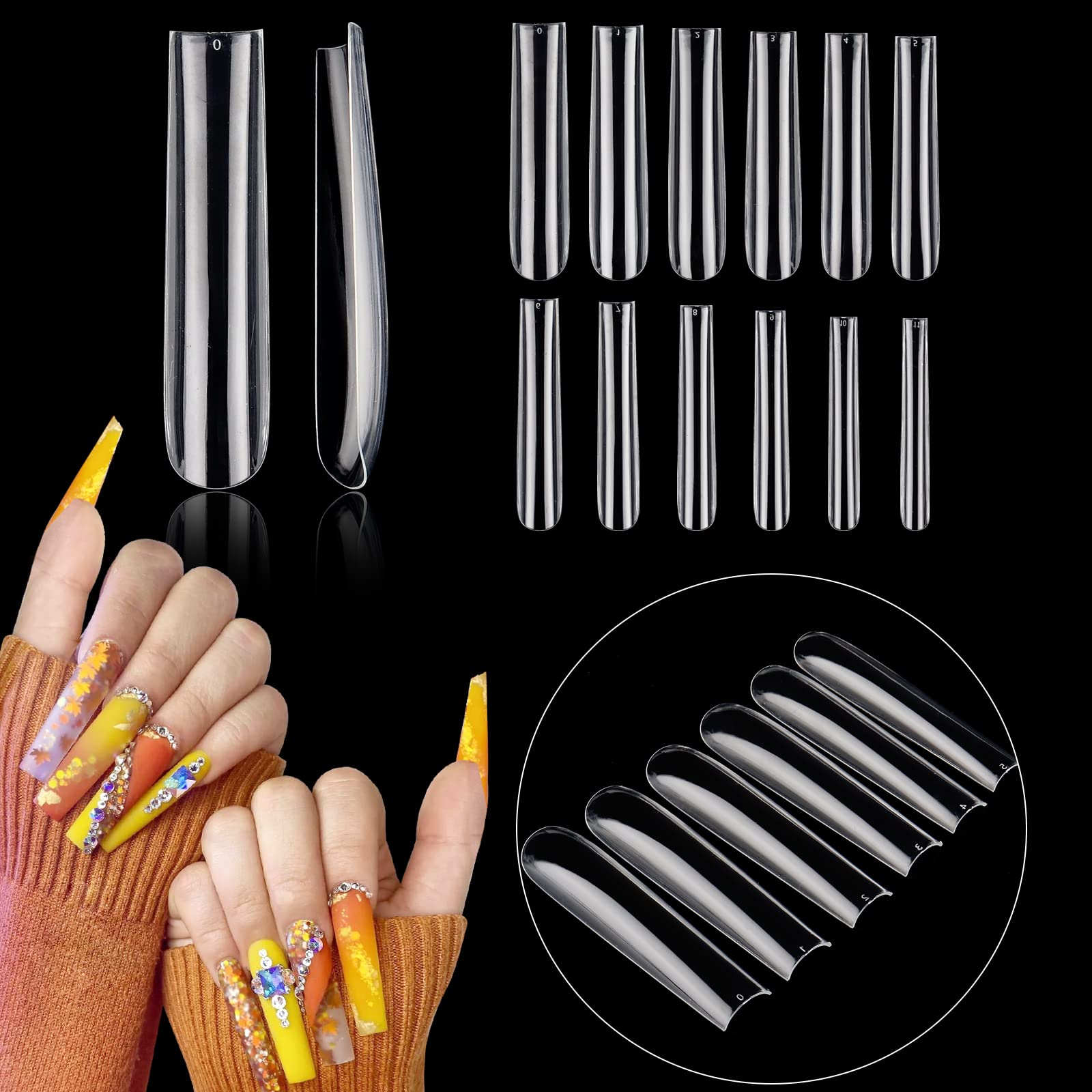 Buy 100 Pieces Artificial Transparent Nails Set, False Nails Tips 10 Sizes  Fake Acrylic Nail Kit with 3g Nail Glue Online at Low Prices in India -  Amazon.in
