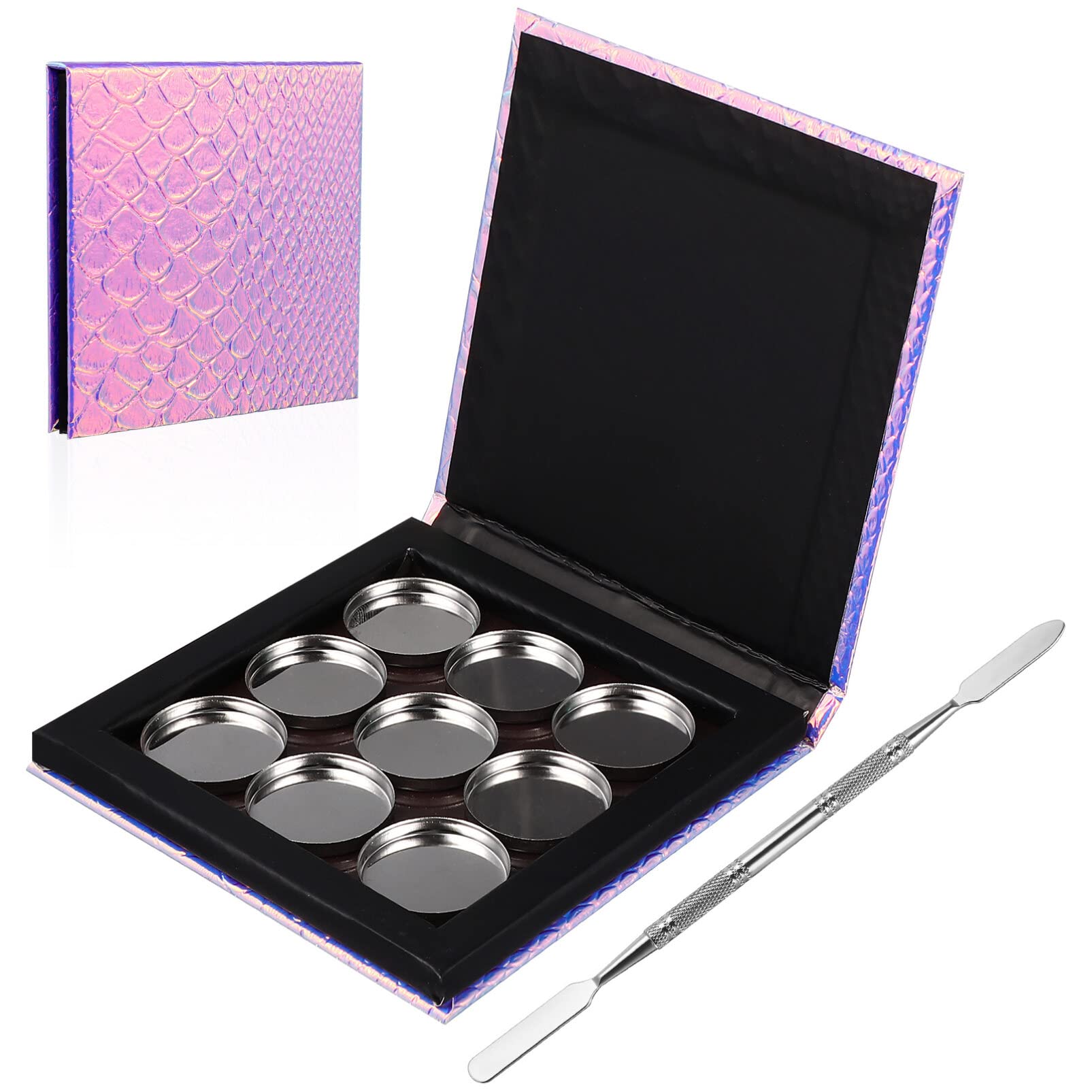 Beaupretty Empty Magnetic Palette Makeup Eyeshadow Palette with Round Metal  Pans and Depotting Spatula Set for