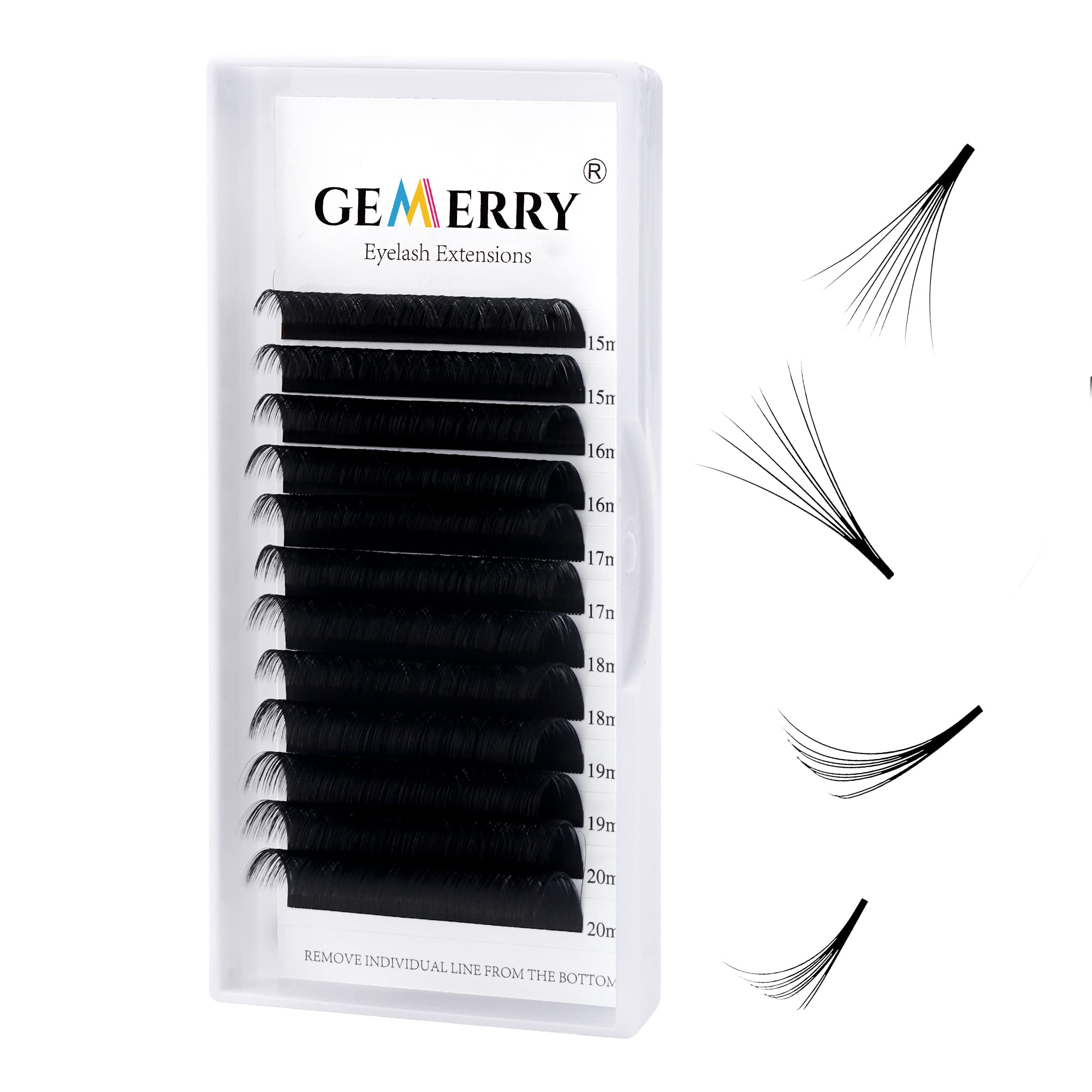 Volume Lash Extensions 0.05 Easy Fan Volume Lashes D Curl 15-20mm Eyelash  Extensions Easy Fan Lash Self Fanning 2D-10D Auto Rapid Blooming by GEMERRY  (0.05-D Curl-Mix 15-20mm) 0.05-D-15-20mm