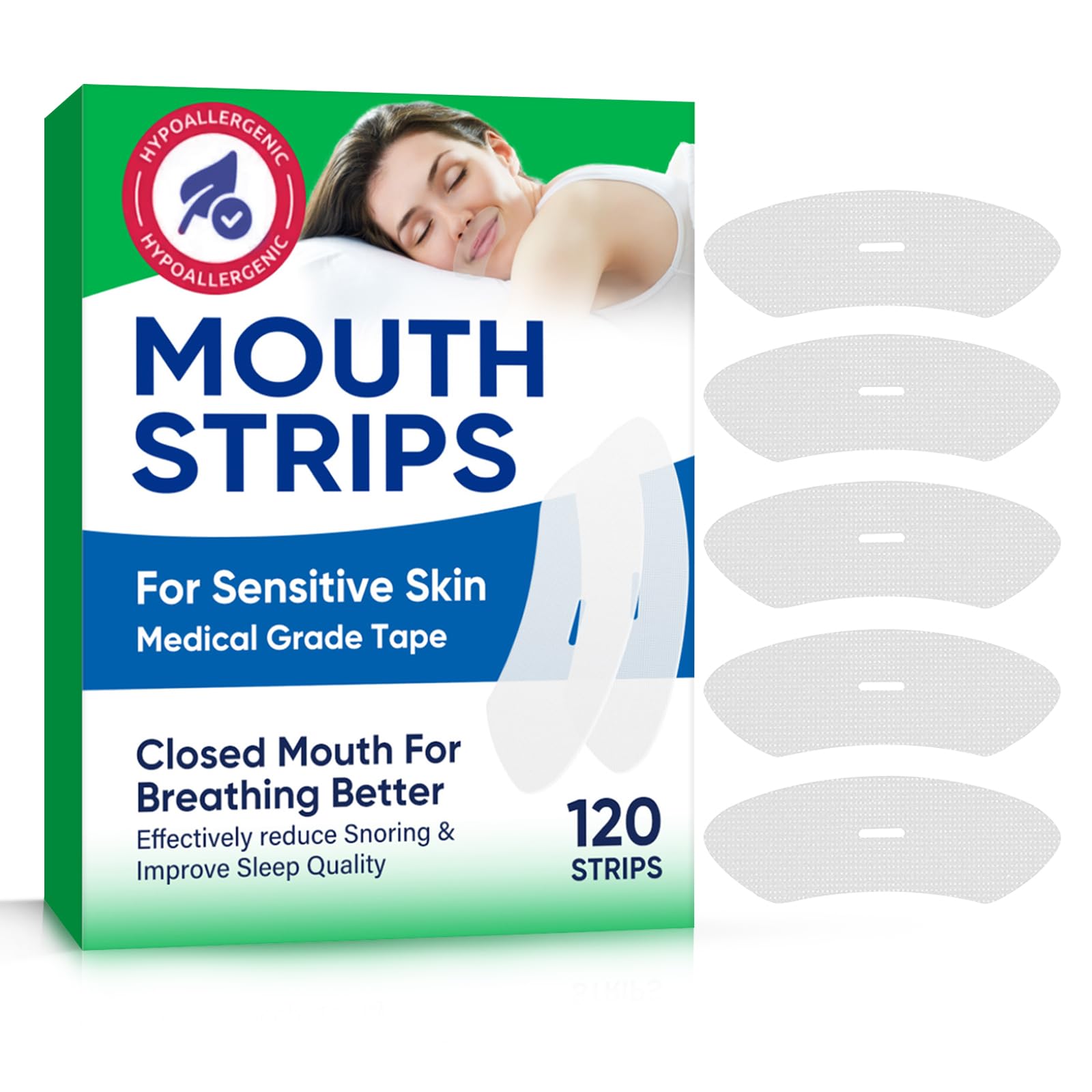 120 Stück Schlafstreifen Anti-Schnarch-Geräte Advanced Gentle Mouth Tape  für Schlaf Stop Snoring Mund Tape-Größe50pcs