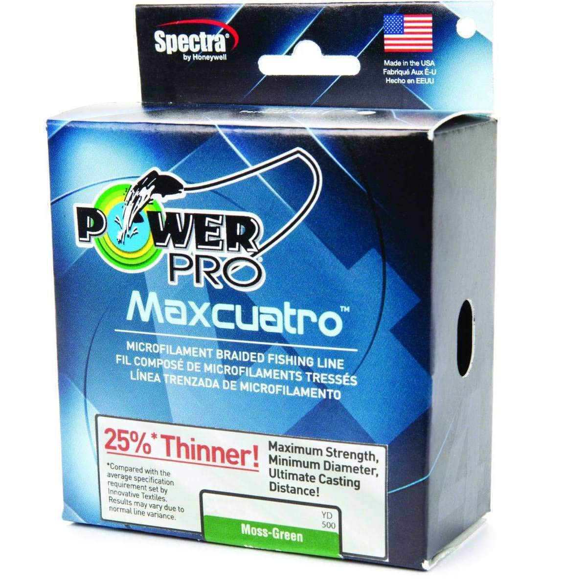 PowerPro Maxcuatro Spectra Moss Green Braided Line 50 Pound, 500 Yards