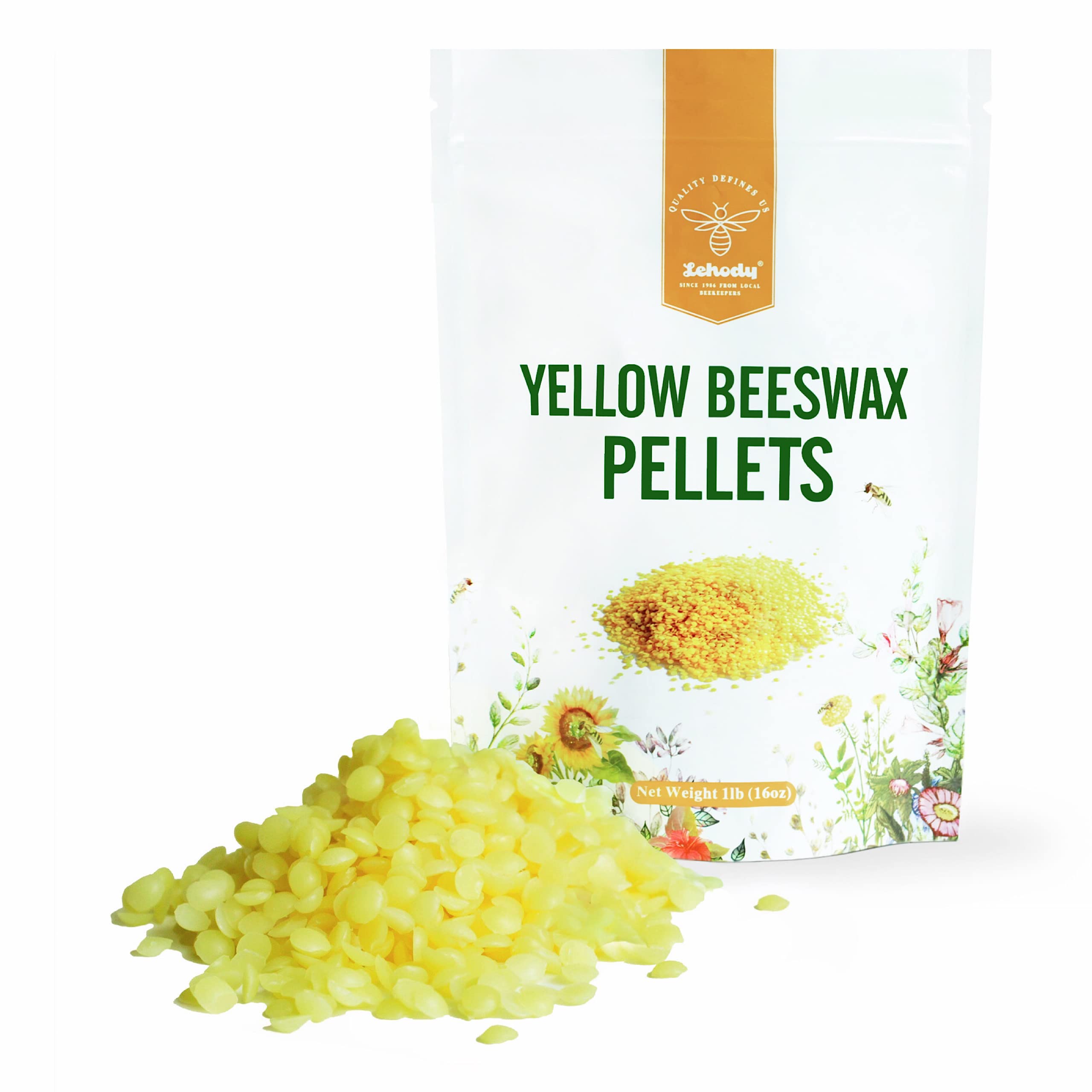Lehody Natural Yellow Beeswax Pellets 1 Pound - Triple Filtered