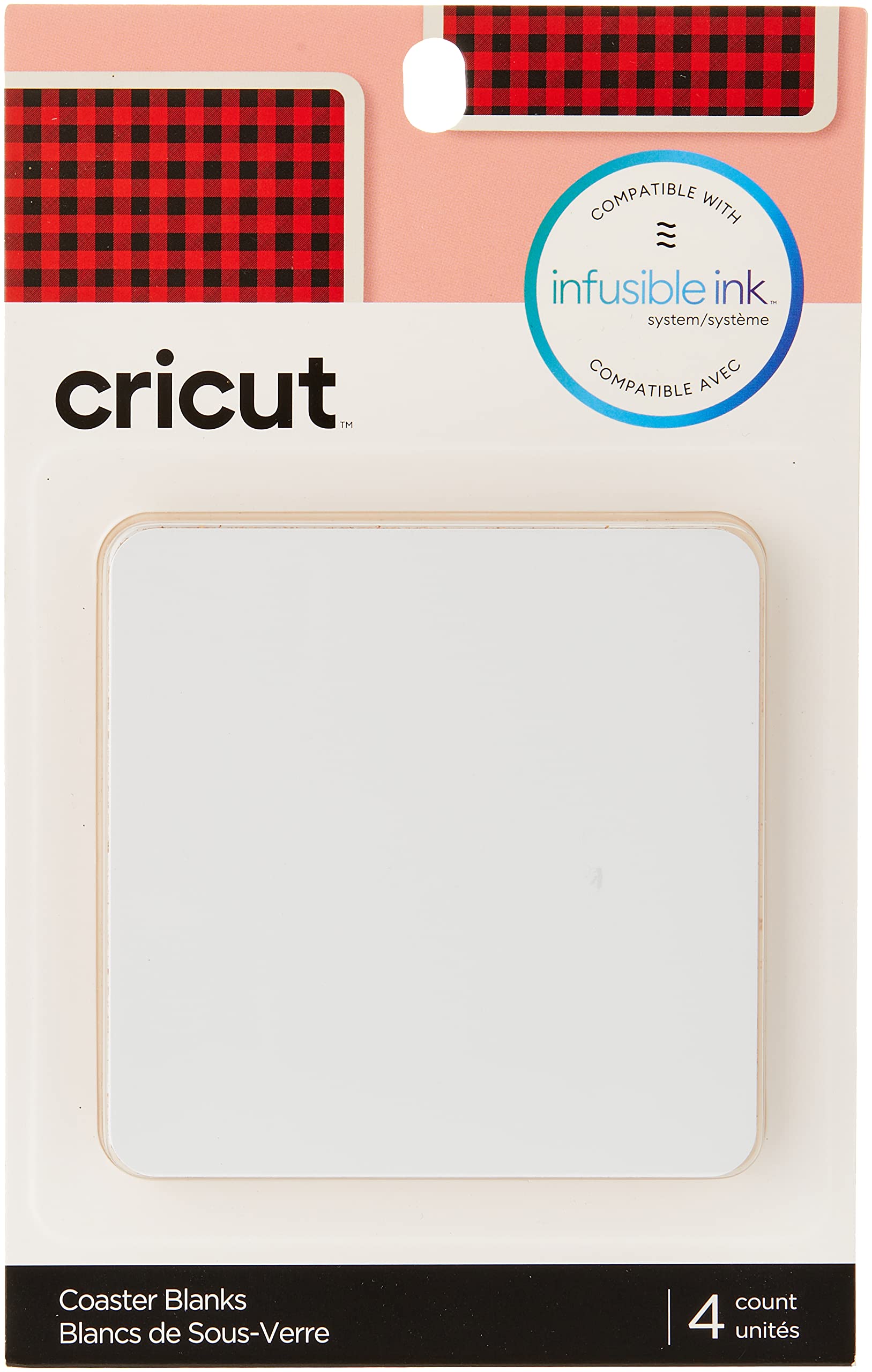 Cricut Coaster Blank with cork backing, Square Infusible Ink, White