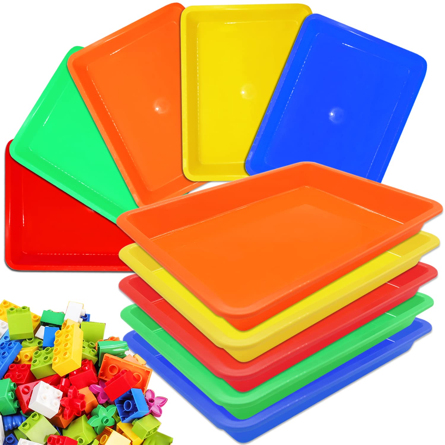 10 Pack Activity Plastic Art Trays Crafts Organizer Tray Multicolor Serving  Trays for DIY Projects Painting Beads