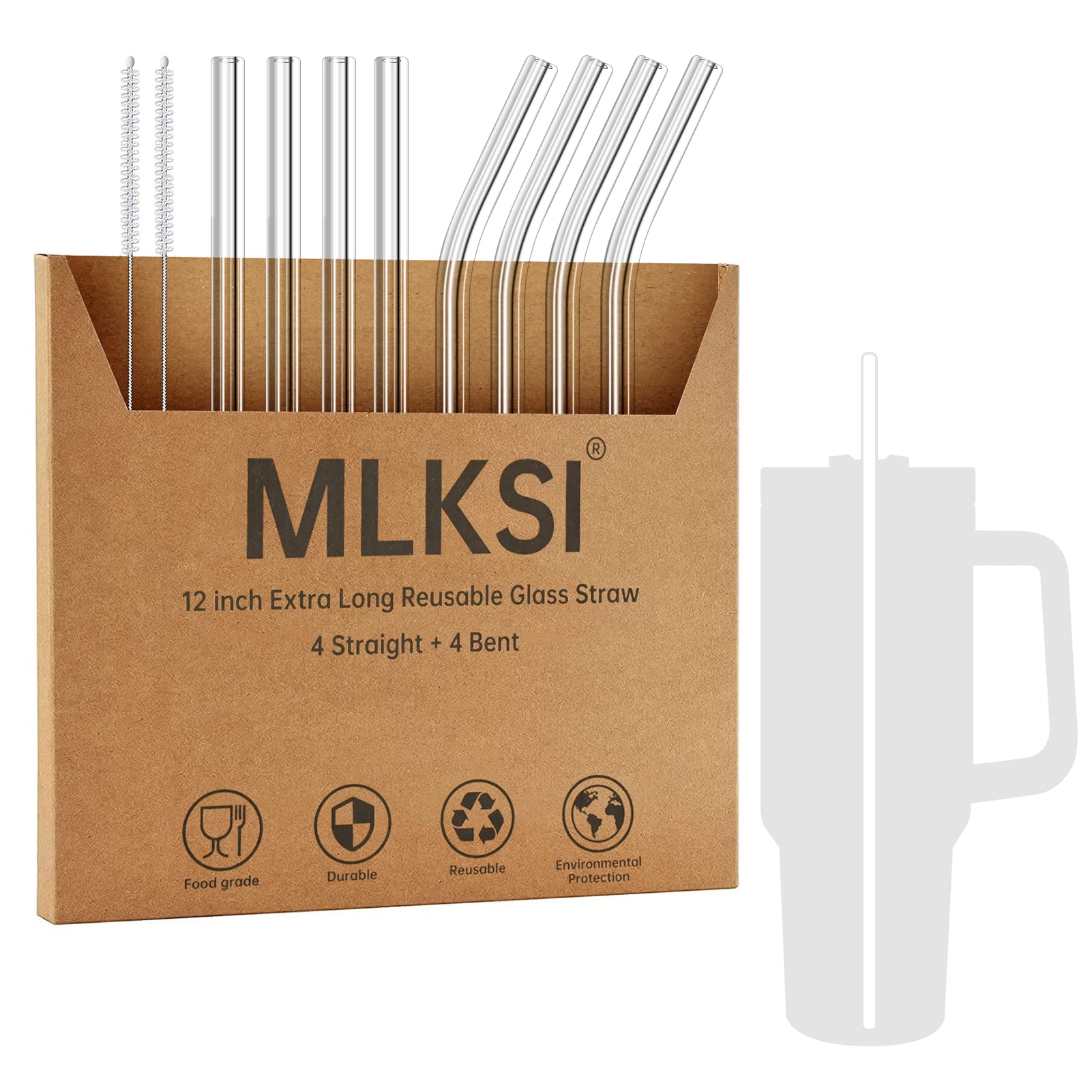 8 Piece 5/16 inch (8mm) Wide Stainless Steel Straws for 40 oz Tumbler with  Handle, 12 Inch Long Reusable Metal Drinking Straws, Replacement Straws