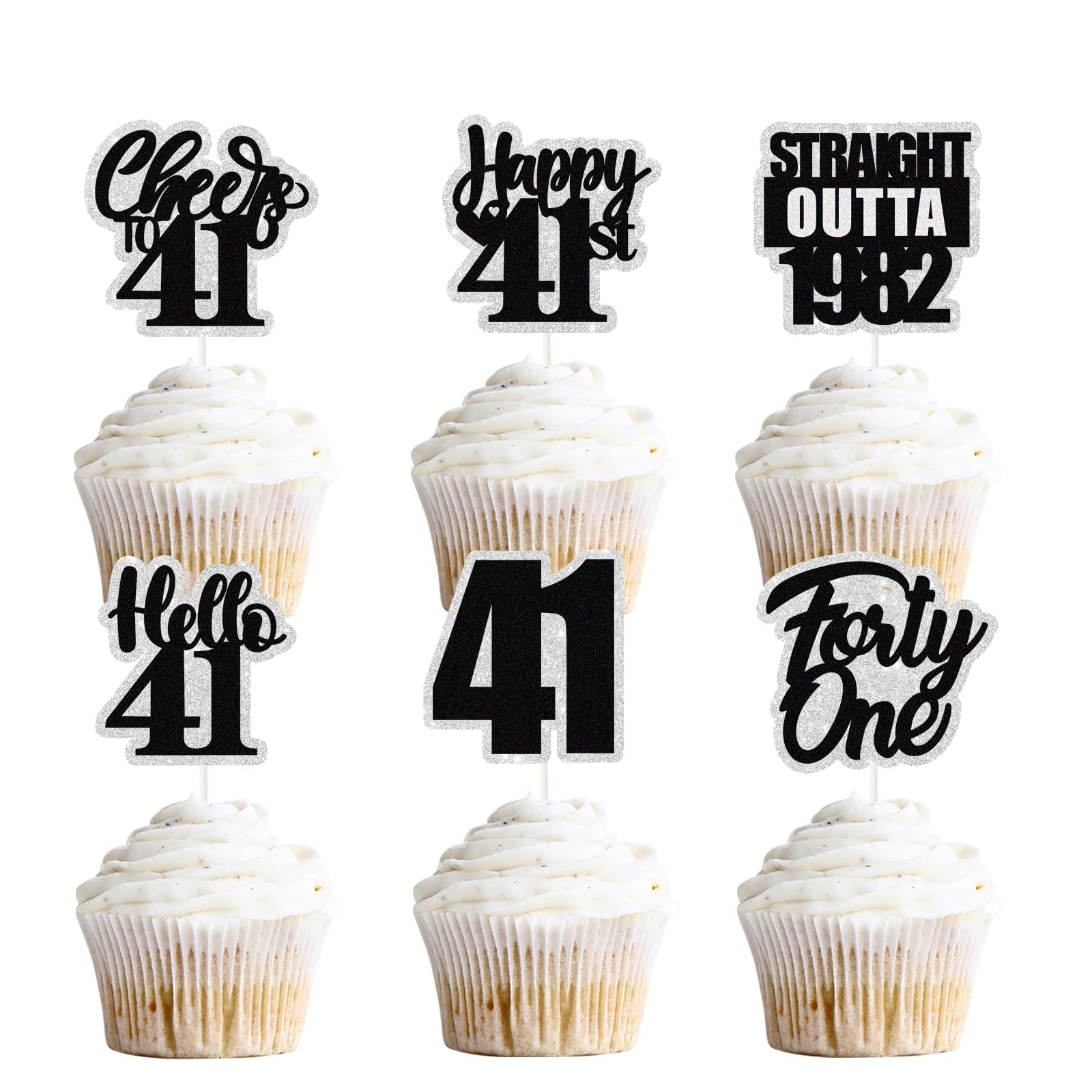 thumbnail image 2 of 18pcs Black Glitter Dessert Cupcake Pick For Straight Outta 1991 Legend Since 1991 2 of 11