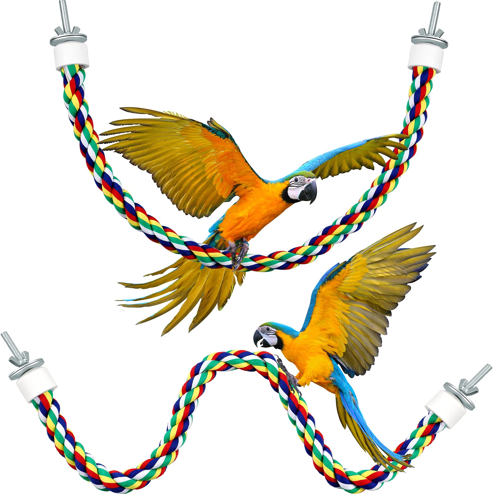 Weewooday 2 Pieces Toy Bird Rope Perches Climbing Rope Bungee Bird Toys Rope  Perch Stand Cage Rope Comfy Perch Parrot Toys for Parrot, Parakeets  Cockatiels, Conures 21.6 Inch