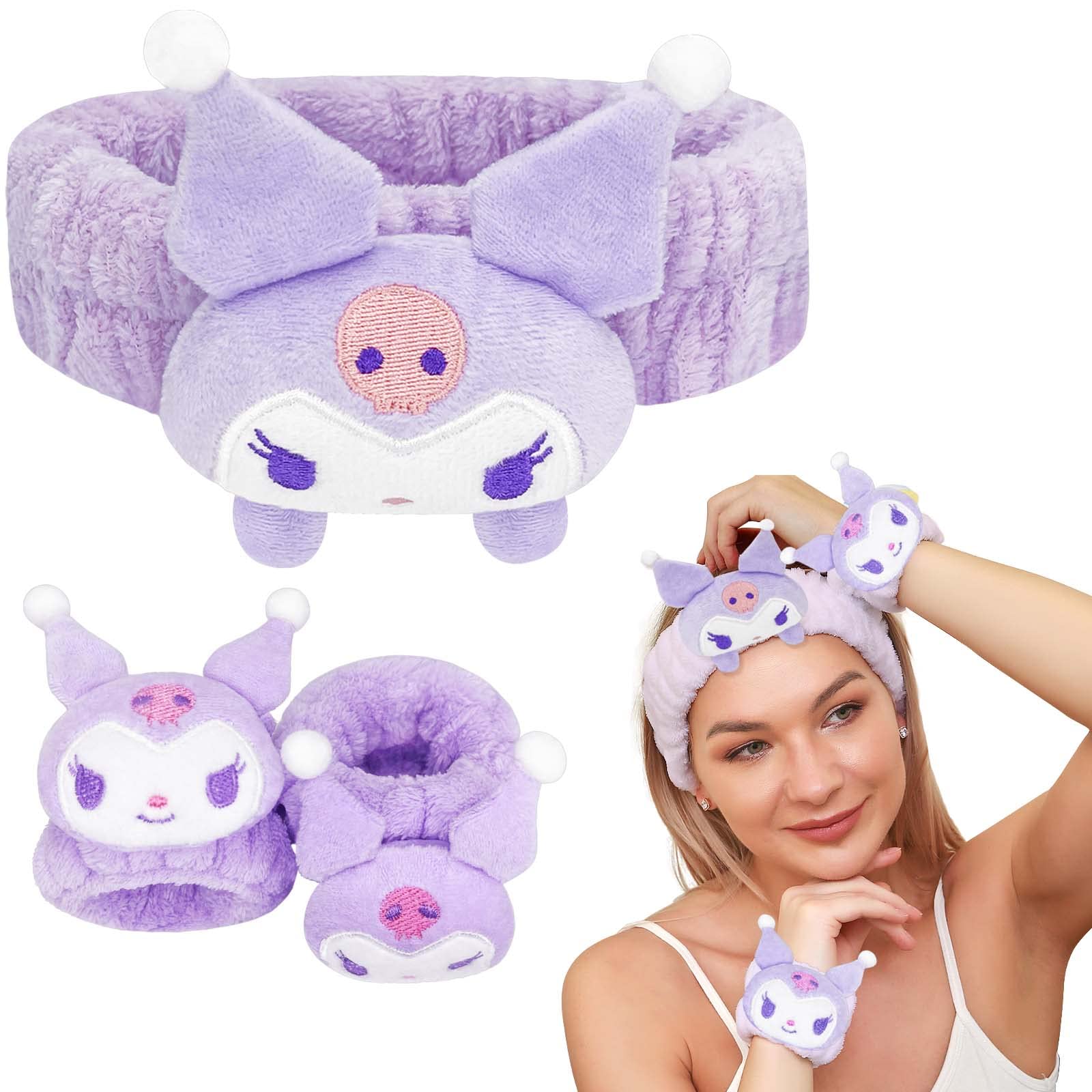 Kugiter Cute Spa Headband and Wristband Set for Face Washing Kawaii Soft  Skincare Headbands for Women Girls Purple Makeup Headband for Washing Face  Bath Shower Beauty