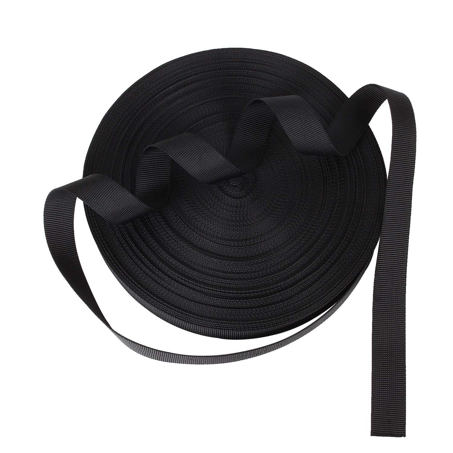 ZOEYES 1 Inch Heavy Duty Nylon Webbing 50 Yards Black Nylon