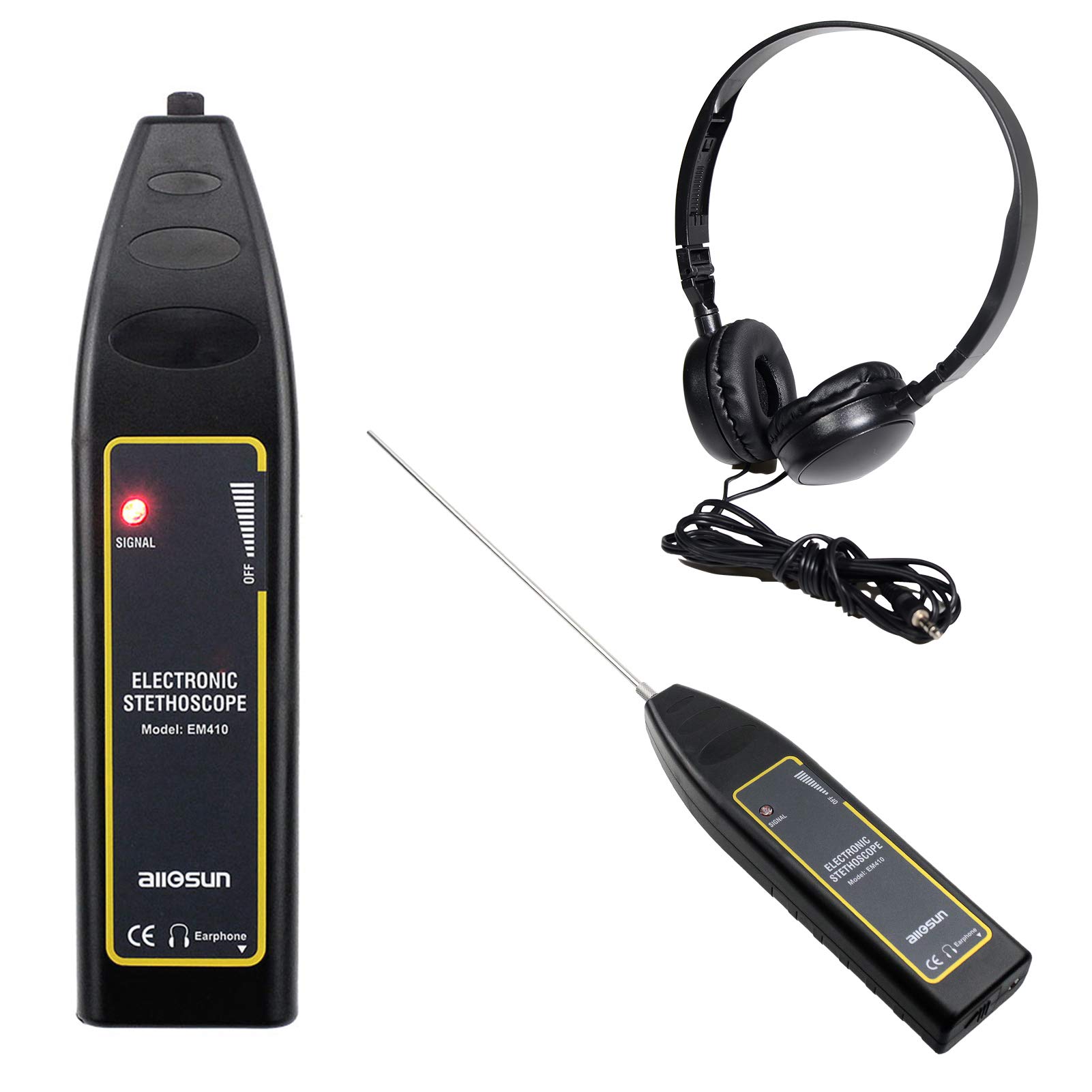 allsun Ultrasonic Air Leak Detector Automotive Listening Device Stethoscope  Mechanic Car Noise Finder Diagnostic Listening Device 100Hz10kHz,Black