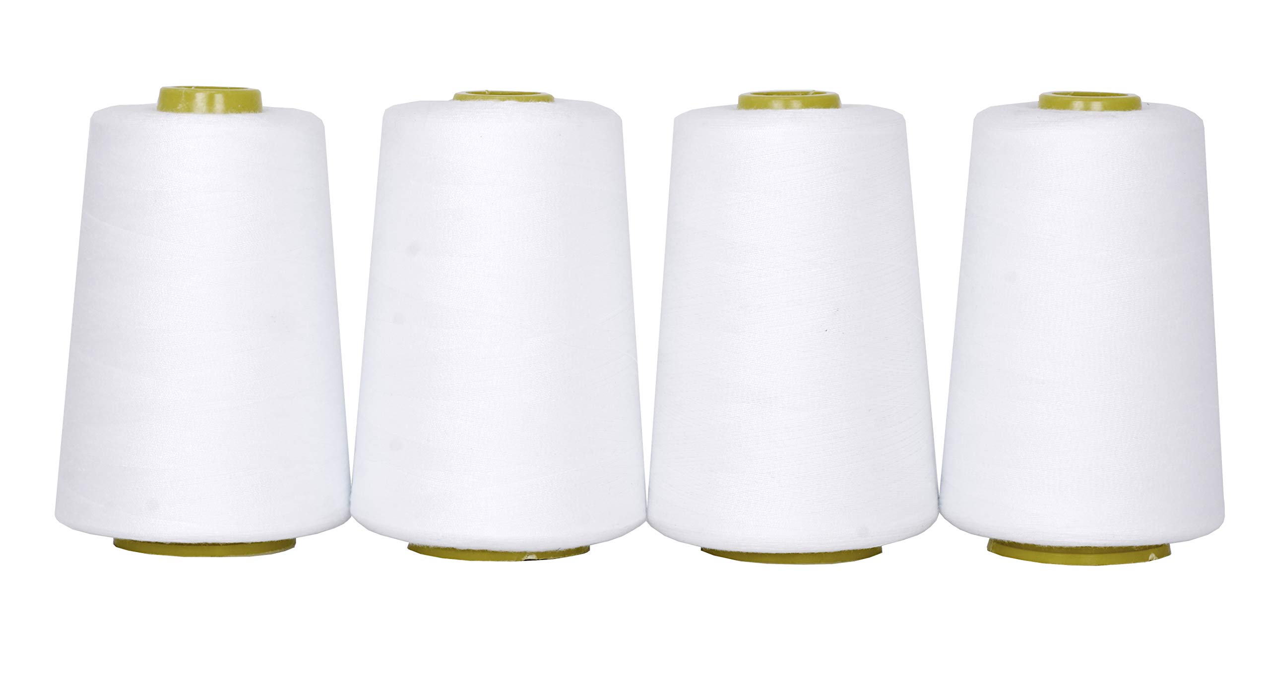 Mandala Crafts All Purpose Sewing Thread Spools - White Serger Thread Cones  4 Pack - 40S/2 24000