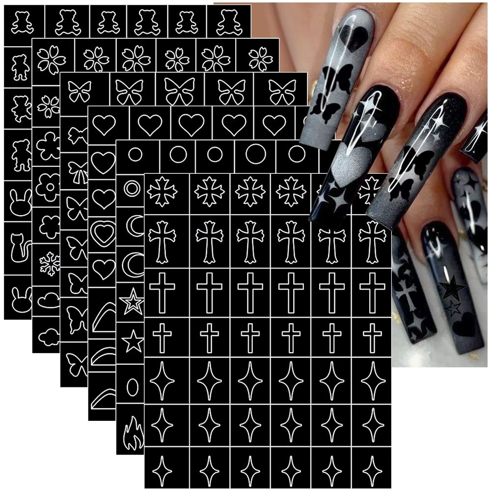  30 Sheets Airbrush Nail Stencils Stickers for Nail Art