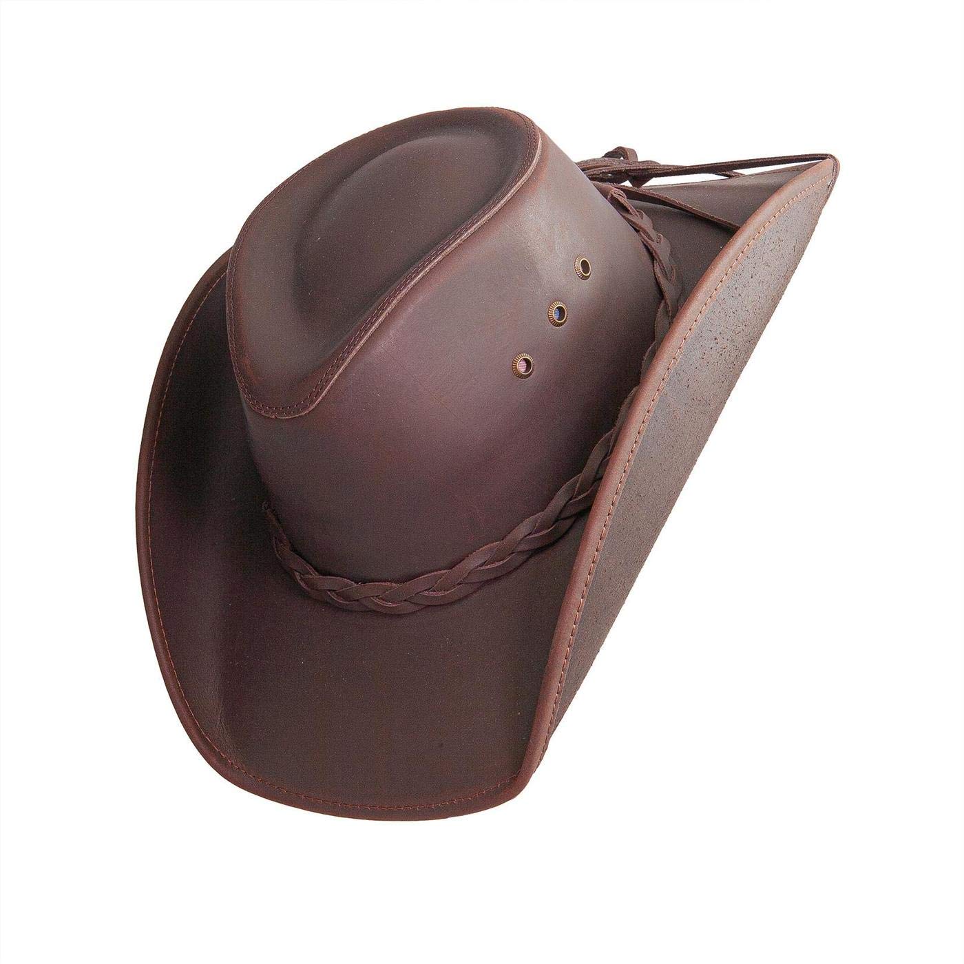 Hollywood All Leather Cowboy Hat Large / Brown