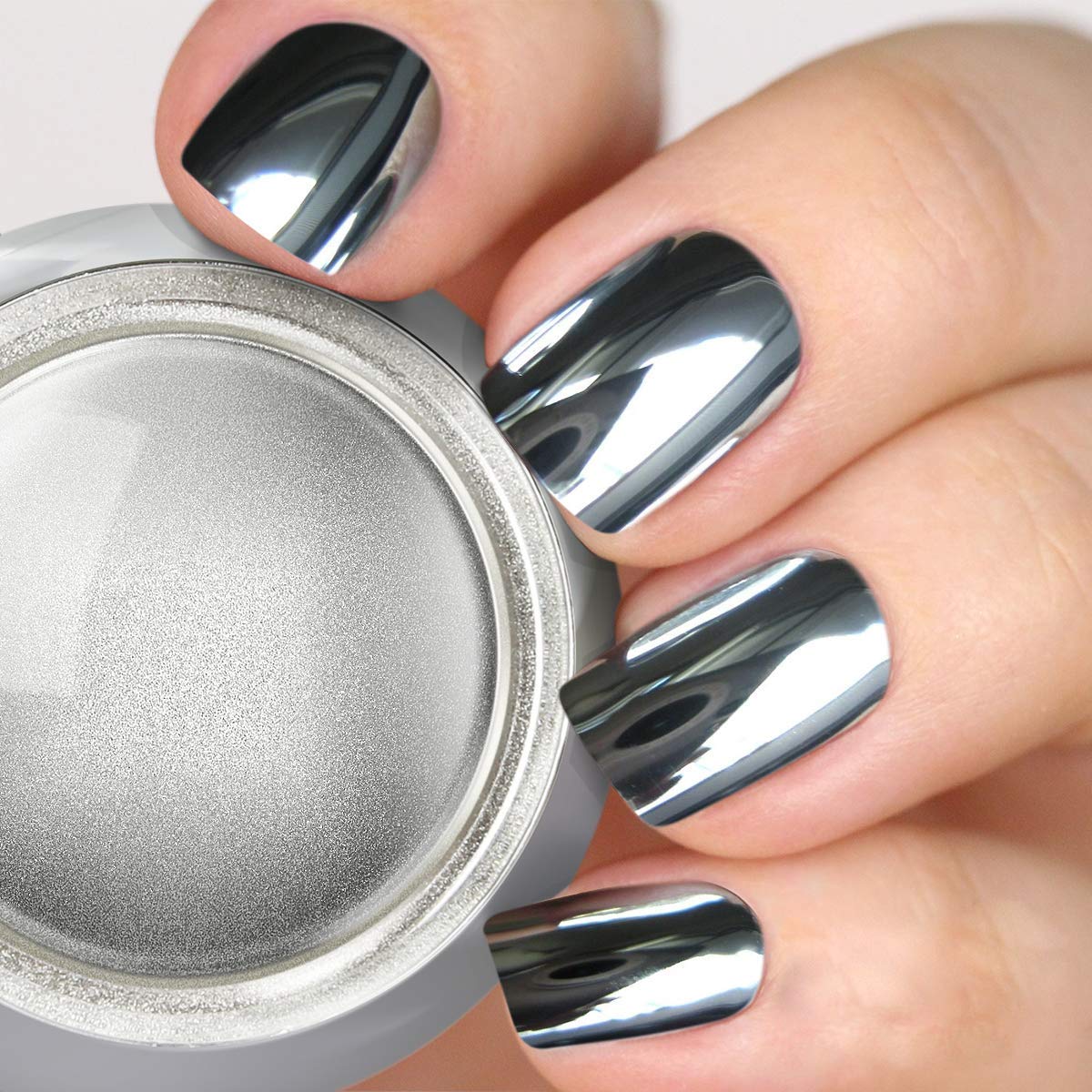 PrettyDiva Silver Chrome Nail Powder - Rose Gold Effect Mirror Nail Powders  Pure Metallic Chrome Powder Manicure