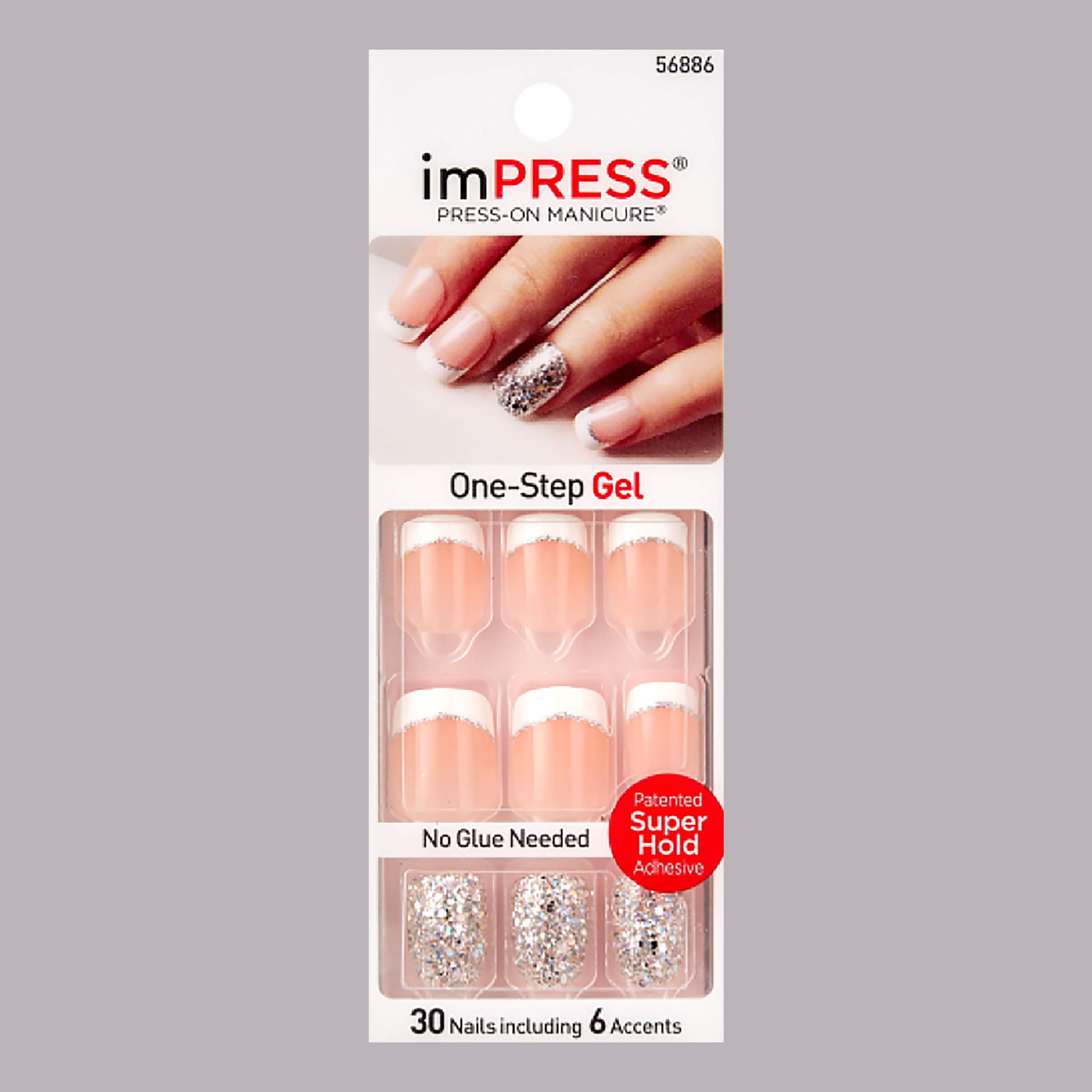 KISS imPRESS ROCK IT Short French Press-On Manicure Nails - Broadway