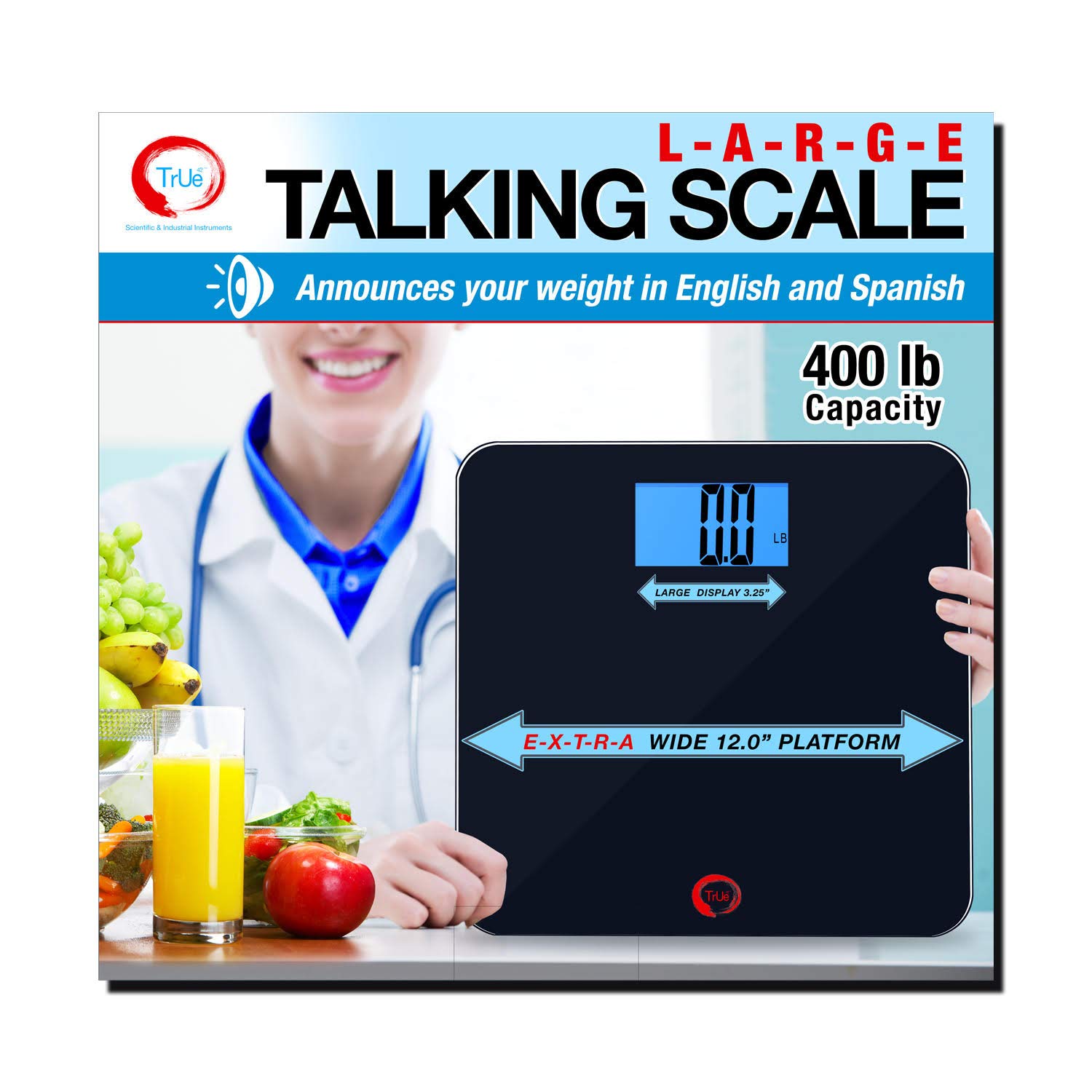 True 42 ECHO-400 Large Talking Bathroom Scale, 400lb Capacity