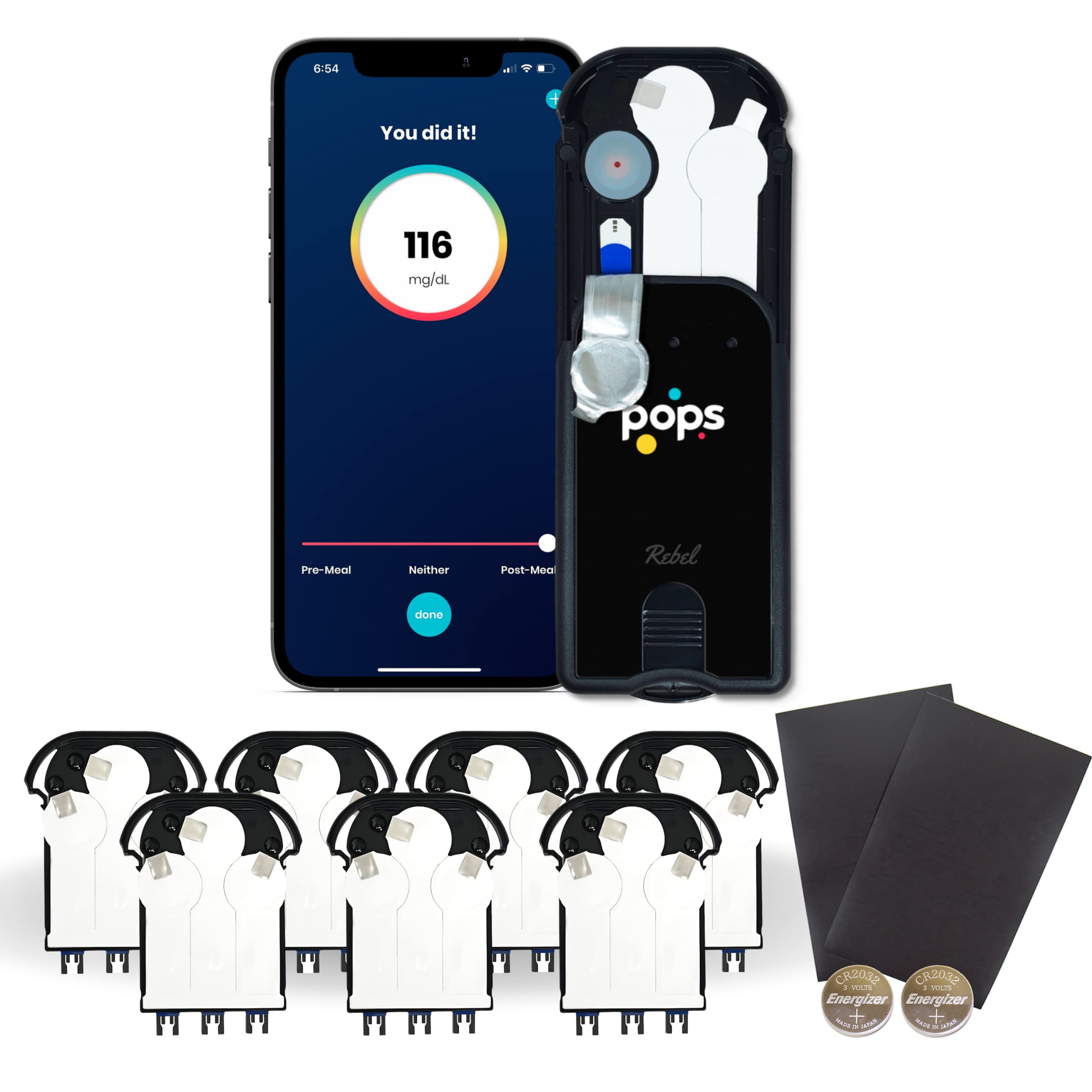 Pops Rebel Blood Glucose Monitor Kit - Compact Blood Sugar Test Kit  Provides Results on Your Phone 