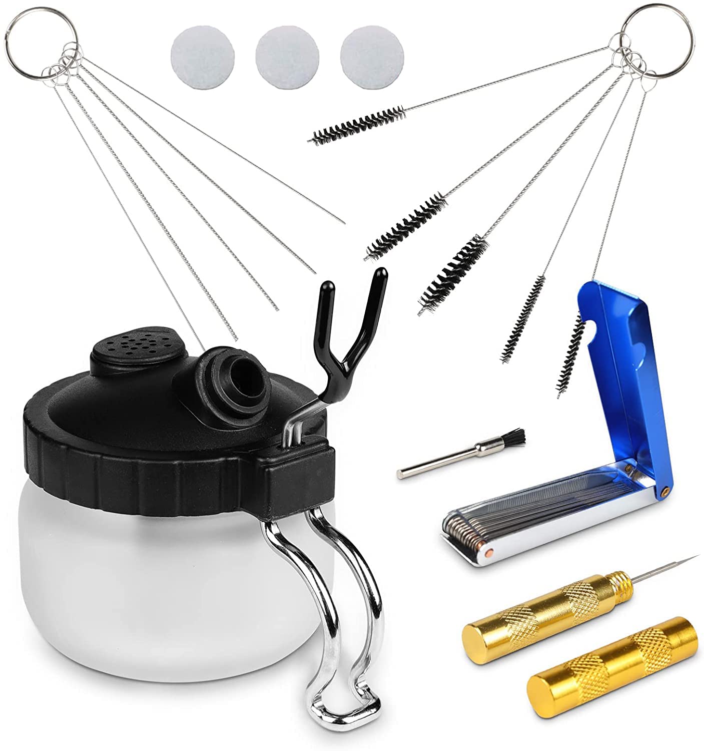 Airbrush Cleaning Kit With 5 pc Cleaning Needles, 5 pc Brushes , 1 Wash  Needle Aibrush Cleaner For Foundation&Colors