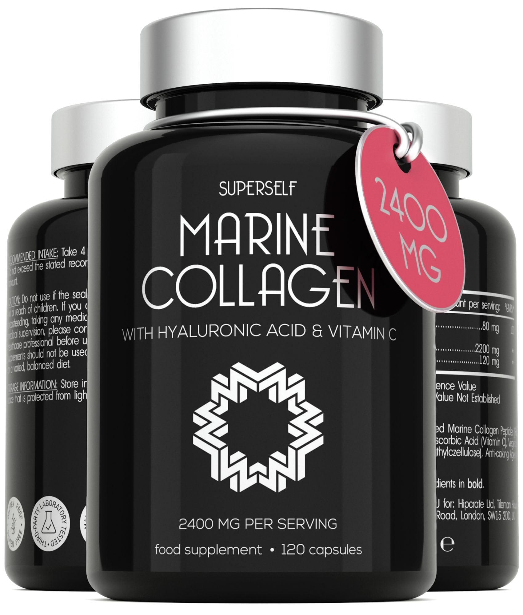 Marine Collagen Capsules 2400mg - with Hyaluronic Acid & Vitamin C ...