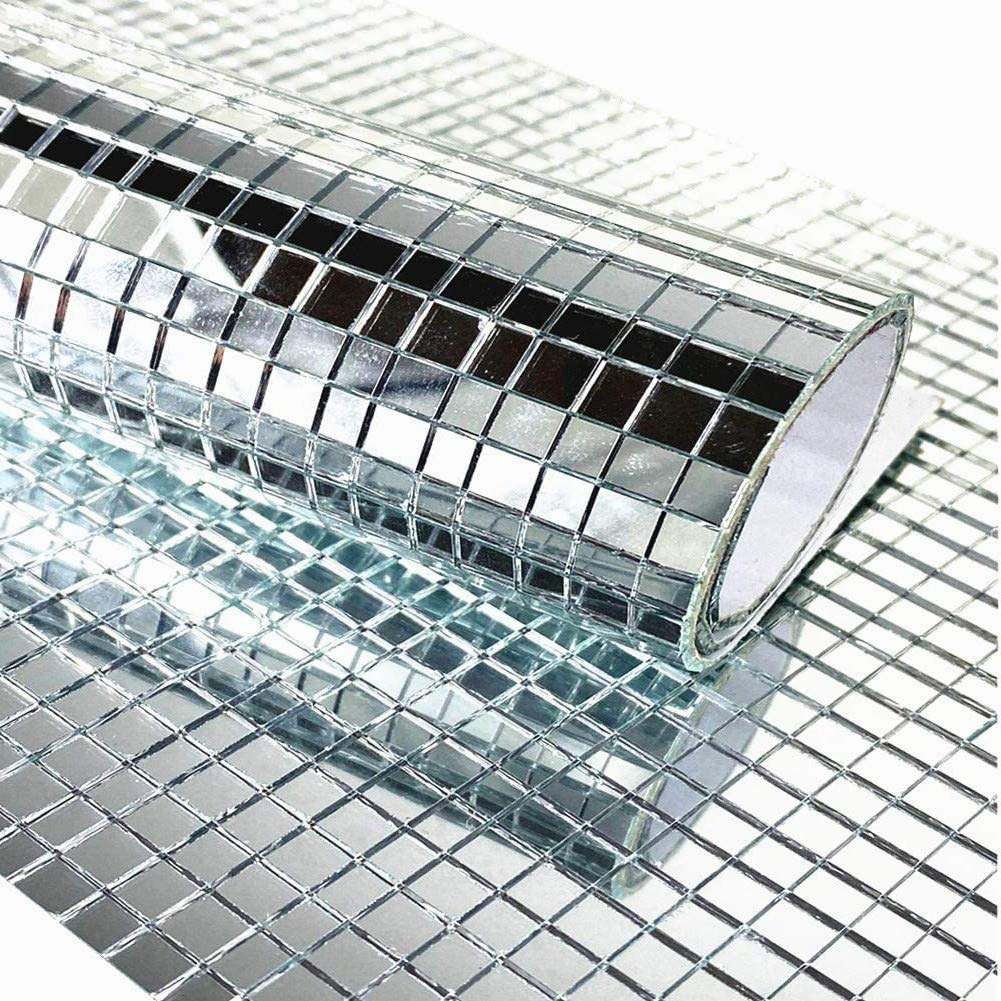 Self Adhesive Real Glass Silver Mirrors Mosaic Tiles Sticker for