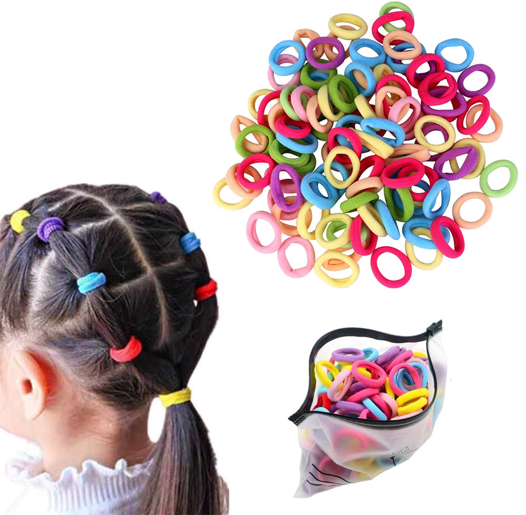 Guuyoo Clear Elastic Hair Bands, 1500X Mini Hair Rubber Bands for Girls, Soft Hair Elastics Ties for Kids, Small Clear Ponytail Elastics Holders in