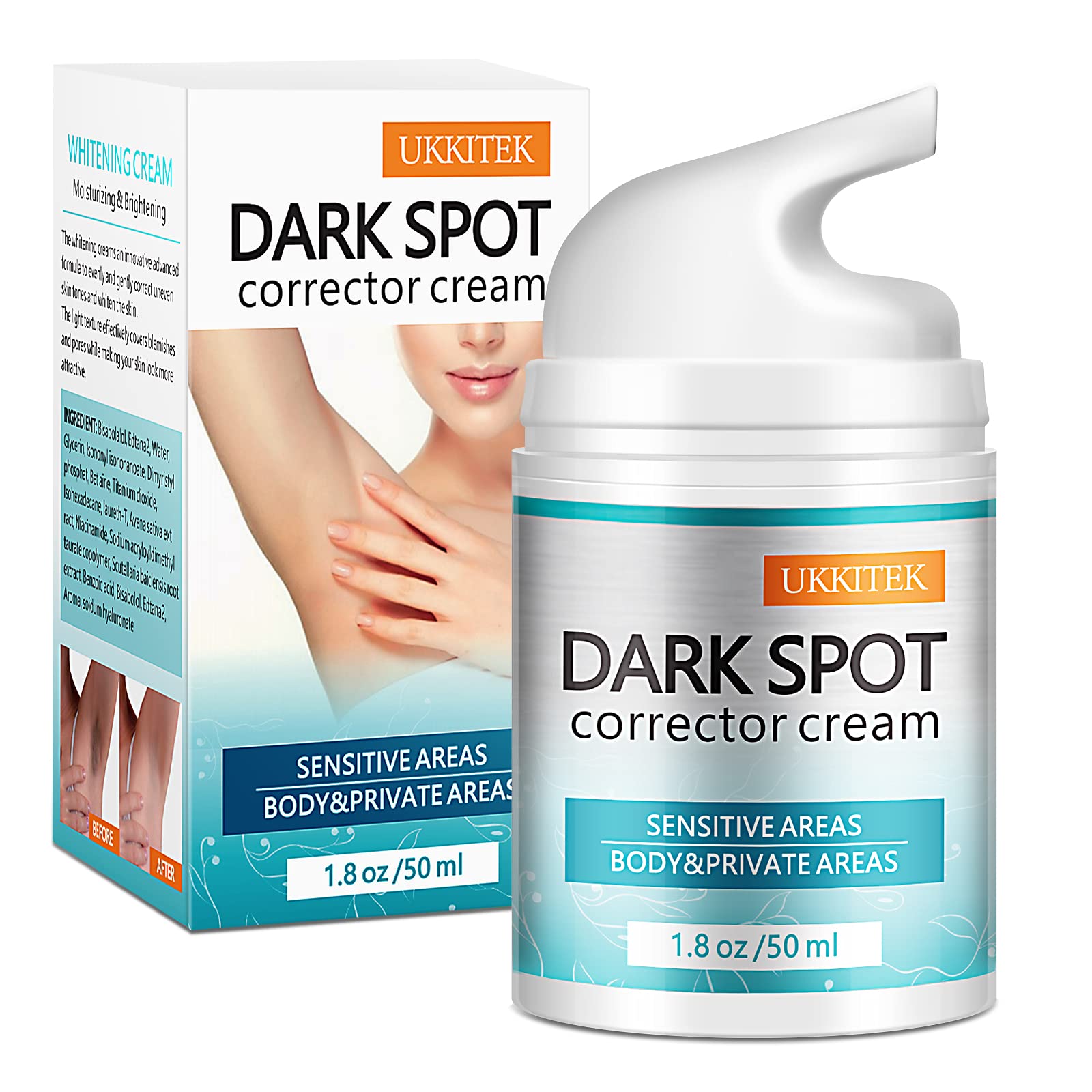 Dark Spot Corrector Cream, UKKITEK Natural Underarm Lightening Cream with  Niacinamide, Body Moisturizer Bright Cream for Armpit, Dark Elbow, Dark  Knee, Intimate Parts and Sensitive Areas, 1.8 oz
