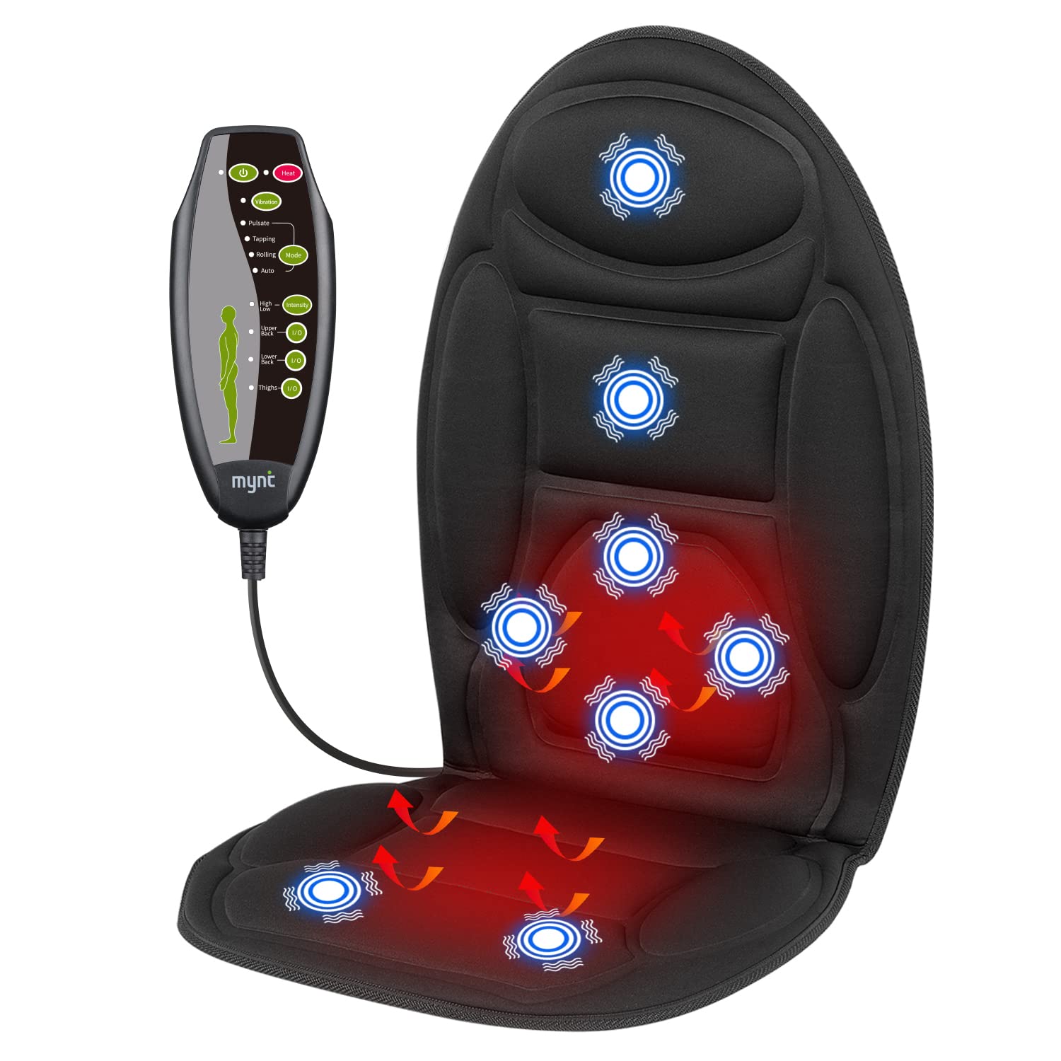 Seat Massager with Heat, Vibrating Back Massage Cushion, Vibrating Nodes to Relieve