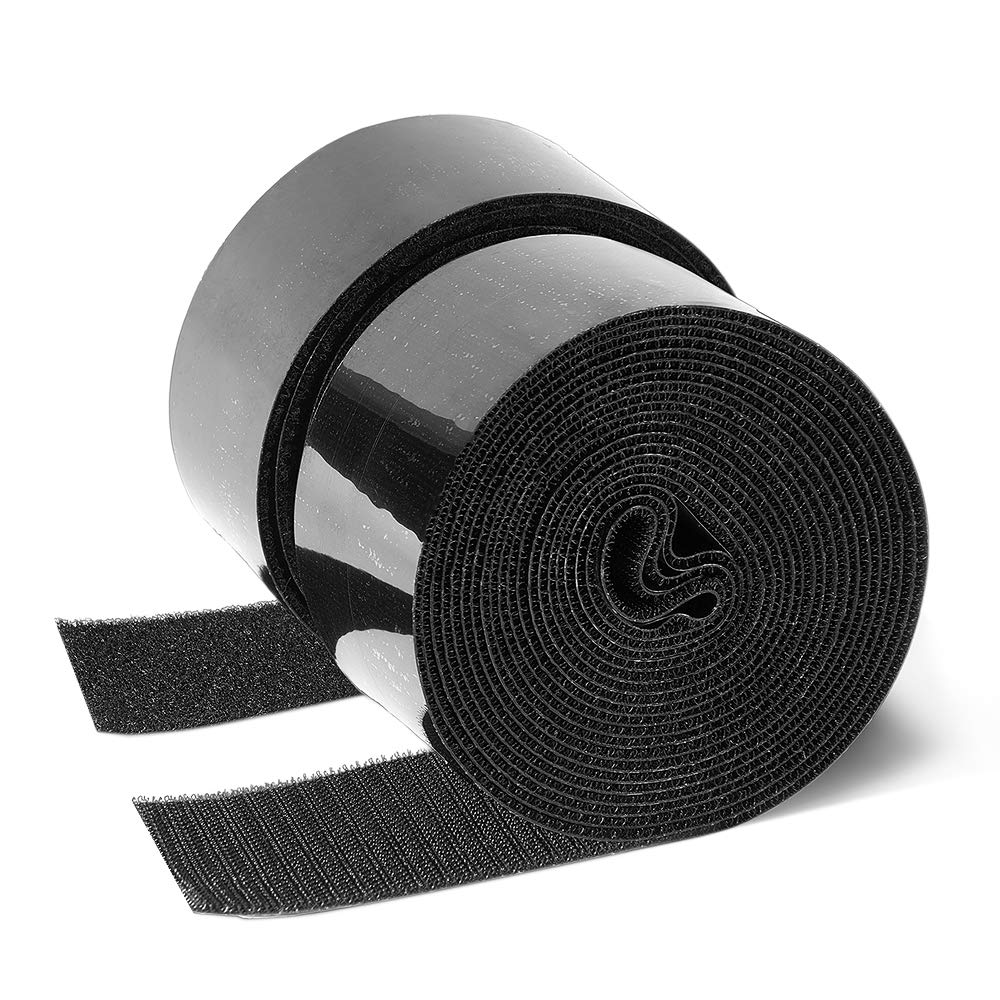 GOHOOK 2 Inch Adhesive Black Hook and Loop Tape - 5 Yards Heavy Duty Strips/Industrial  Strength