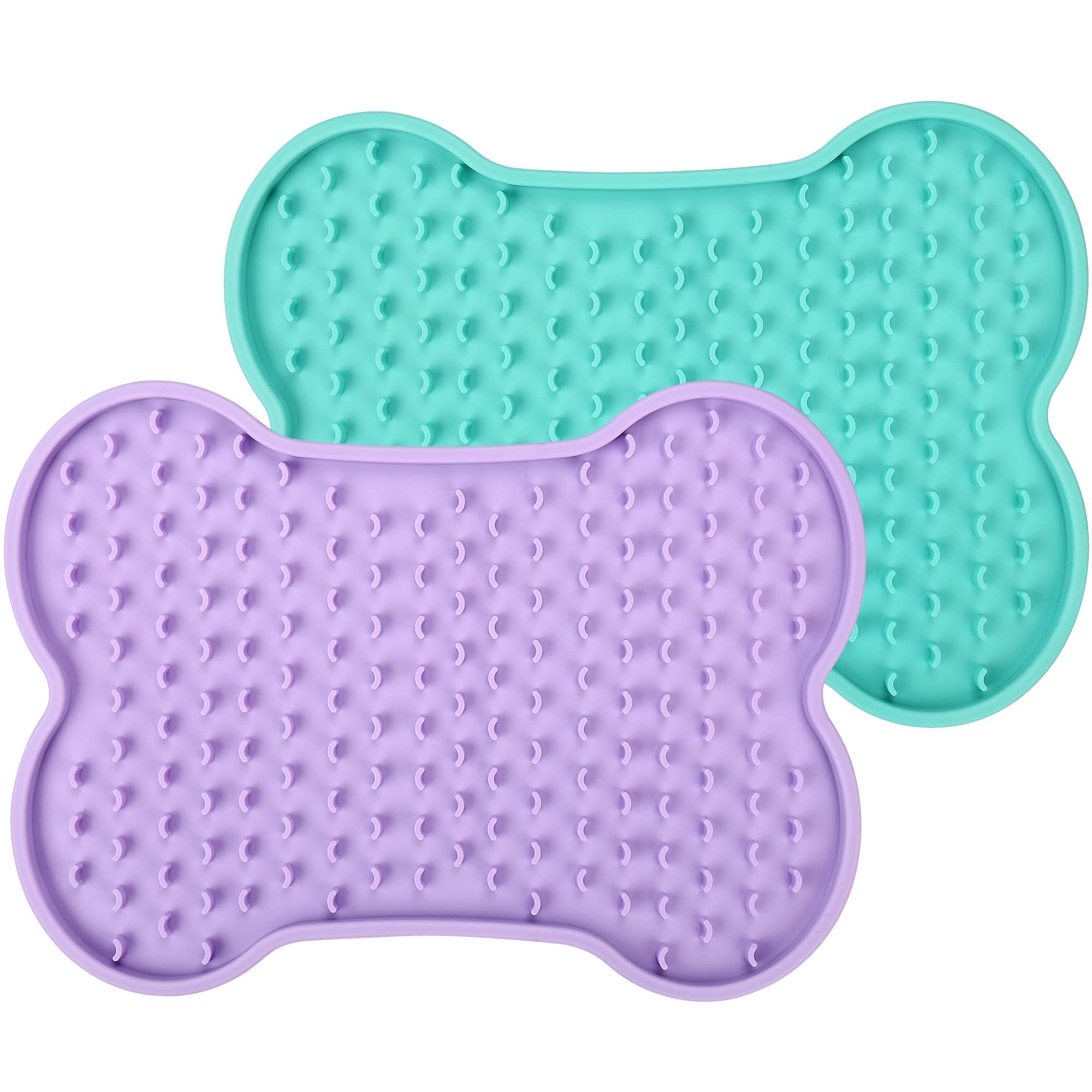 UPSKY Lick Mat for Dog Cat, 2 Pack Slow Feeder Licking Mat, Bone