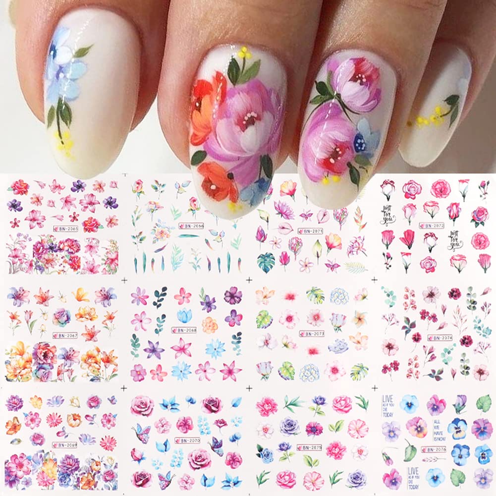 Nail Art Stickers Water Decals Transfer Fairy Floral Leaves Butterfly  French ♯ | eBay