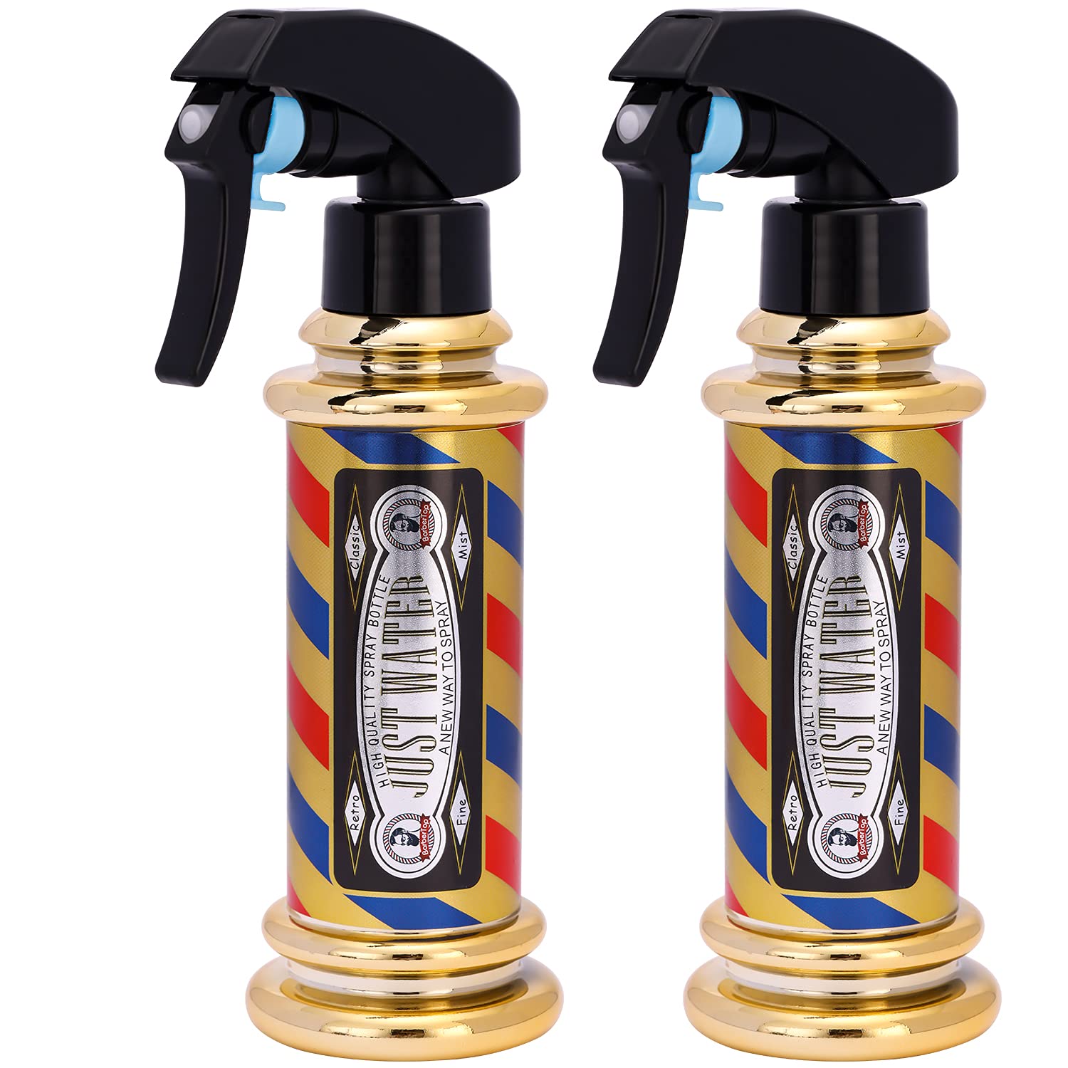 Barber's Pole Style Hair Spray Bottle,  fl oz Barber Stylist Fine Mist  Sprayer, Refillable Small Water Mister for Hairdressing, Cleaning  Solutions, Plants (pack of 2) Gold