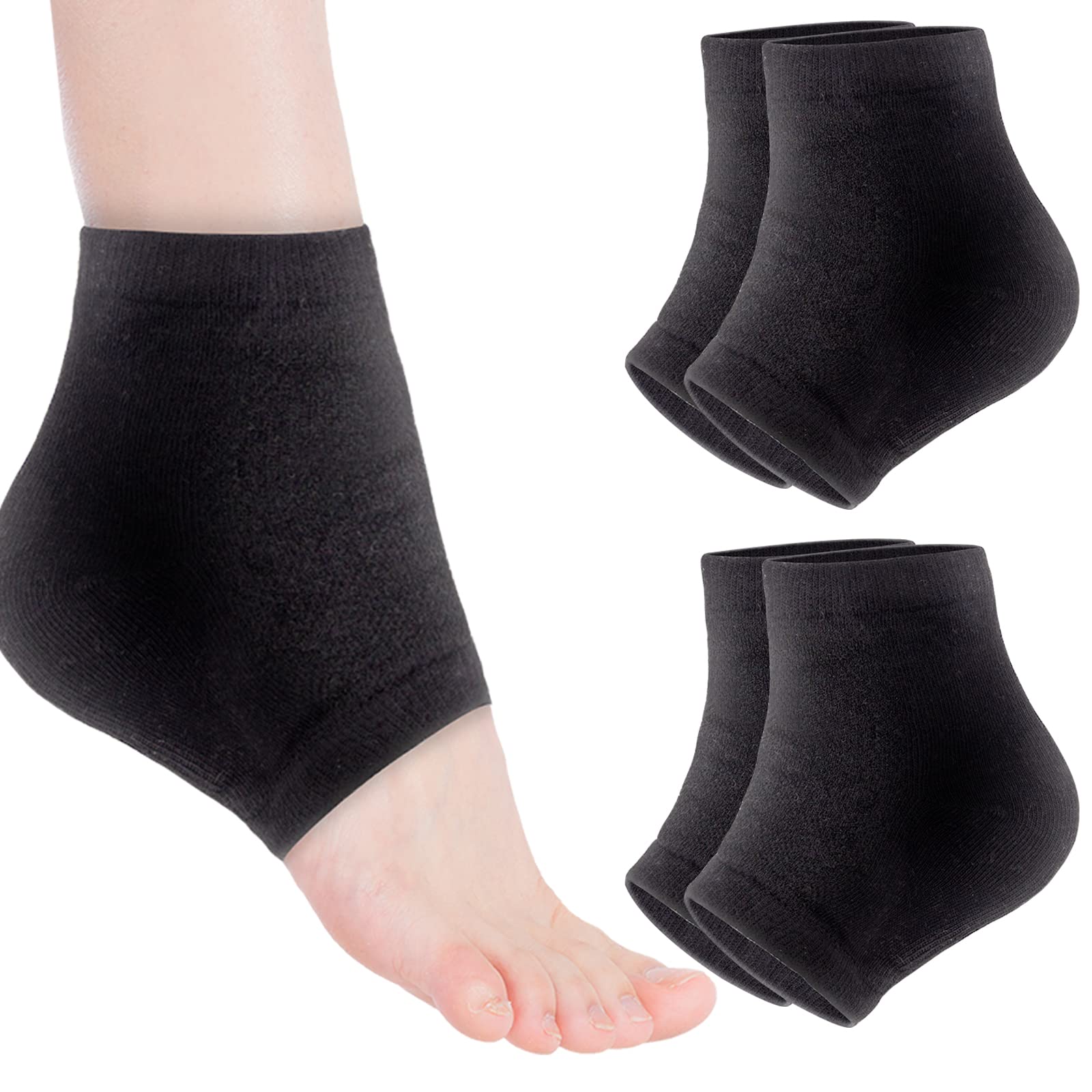 Moisturizing Heel Socks, 2 Pairs Toeless Socks Gel Lined Spa Socks