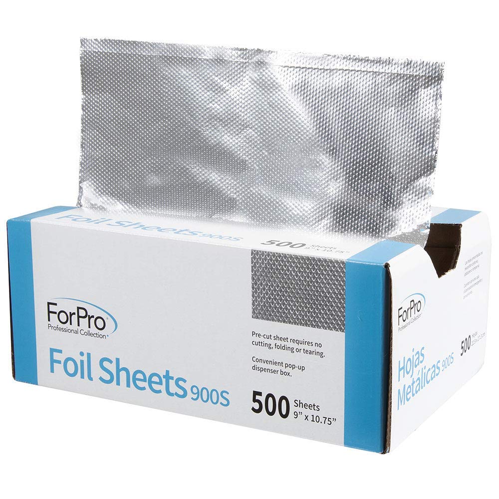 ForPro Professional Collection Embossed Foil Sheets 900S, Aluminum Foil,  PopUp Dispenser for Hair Color Application and Highlighting, Food Safe, 9 W  x 10.75 L, 500 Count 500 Count (Pack of 1)