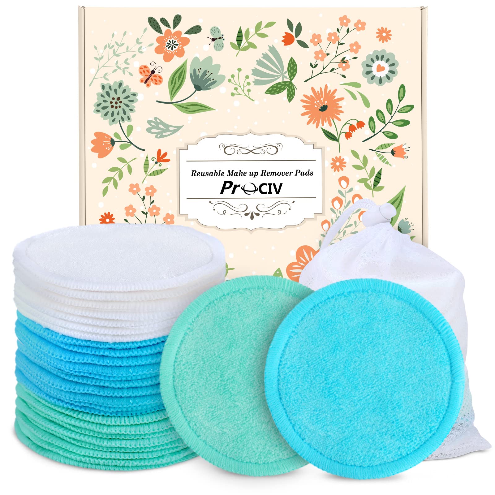 ProCIV Reusable Cotton Rounds 18 Packs Organic Reusable Cotton Pads with  Washable Laundry Bag Makeup Remover Pads for Toner Eco-Friendly Bamboo Cotton  Pad for All Skin Types Multi-colored