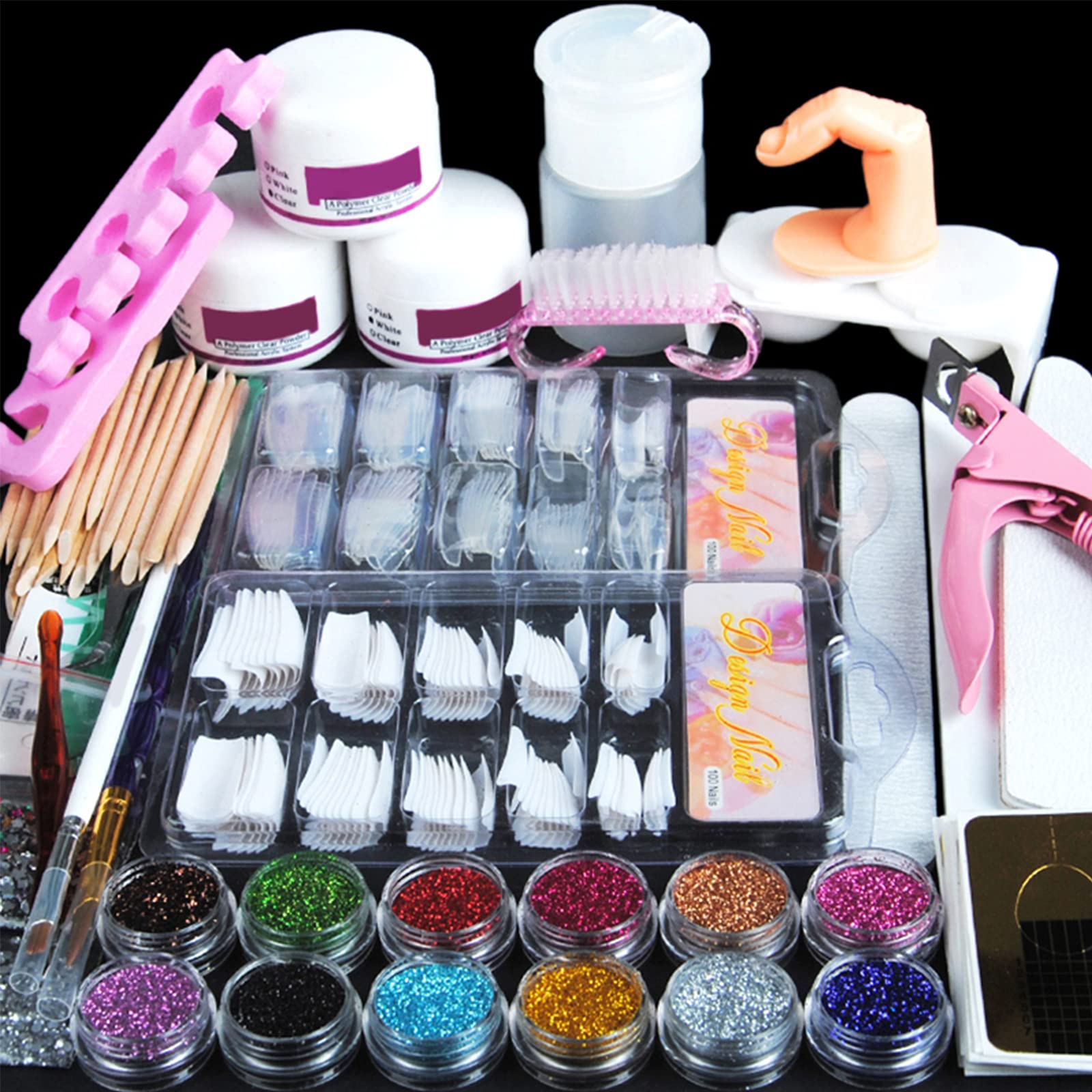 Acrylic Nail Kit Set Professional Acrylic with Everything for Beginner  Glitter Acrylic Powder and Liquid Set