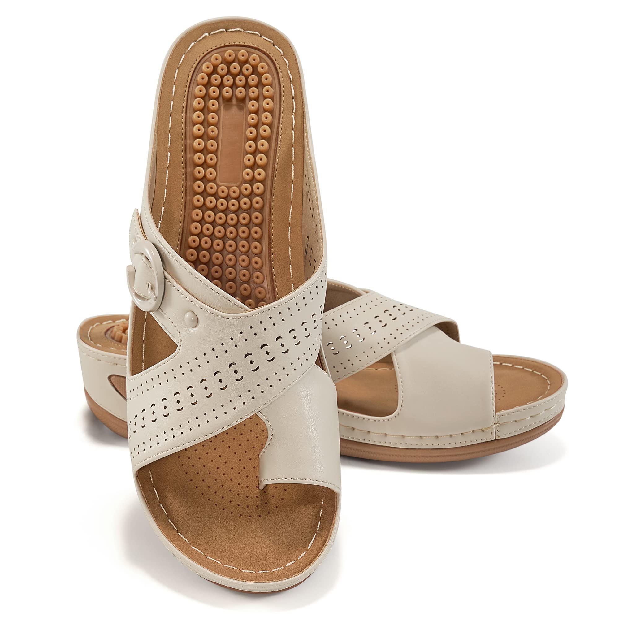 thumbnail image 2 of Judxsious Women's Slip-On Clogs - Comfortable Leather Mules With Arch Support & Non-Slip Wedge 2 of 9