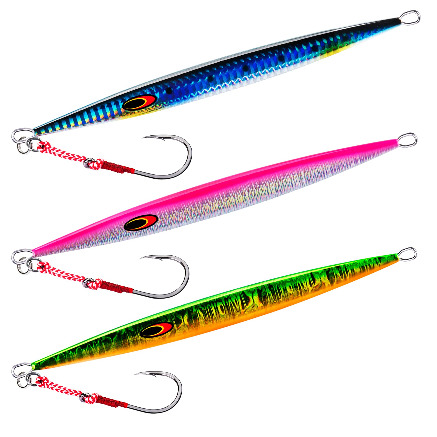 Goture Saltwater Jigs Fishing Lures,Vertical Slow Pitch Jigs Saltwater with  Assist Hook, Glow Stick Lead Jig for Tuna Salmon,Fishing Gear for Men Gifts  80g 100g 150g 200g 250g Saltwater Jigs-Multicolor 3Pcs 
