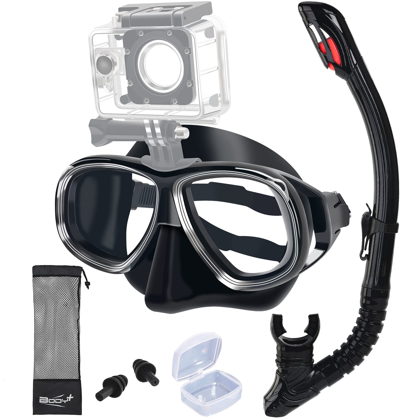 Snorkeling Gear for Adults Youth, Nearsighted Anti-Fog Diving Mask &  Silicone Dry Snorkel for Scuba