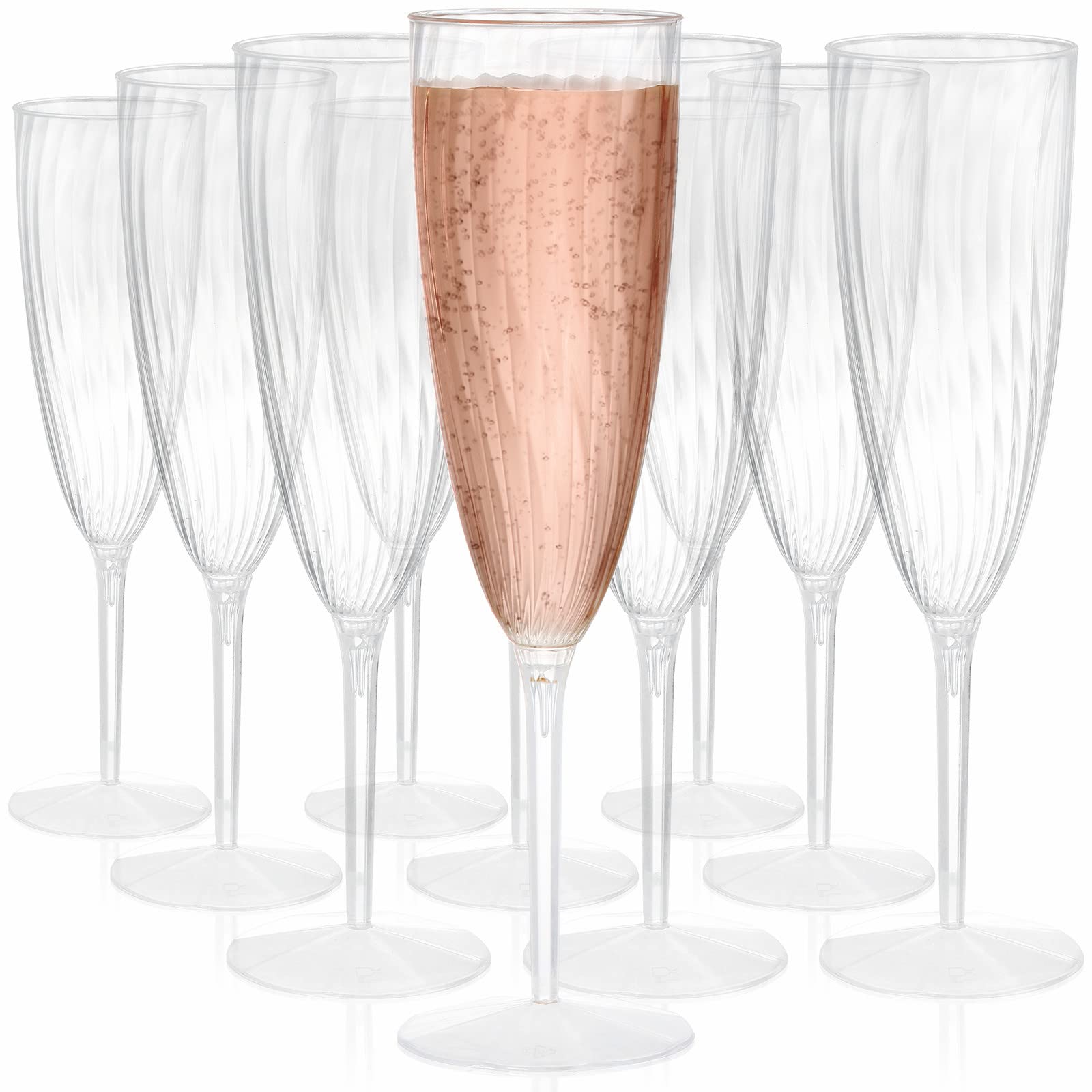 6 Pack Clear Plastic Stemless Champagne Flutes Disposable Glasses