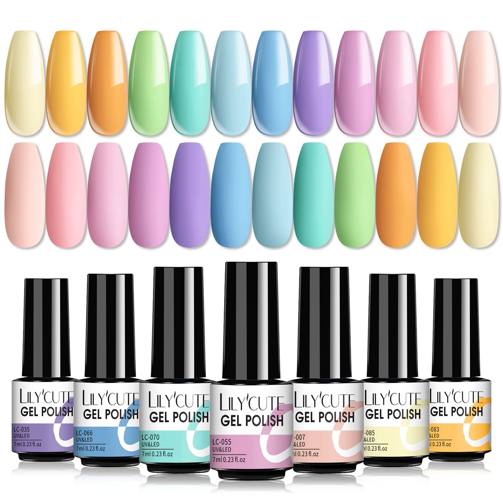 LILYCUTE Pastel Gel Nail Polish Set,12 Colors Spring Summer Gel Polish Pastel  Set Bright Purple Yellow Green Soak Off Macaron Series Nail Gel Polish Kit  Candy Nail Art Starter Kit for Girls