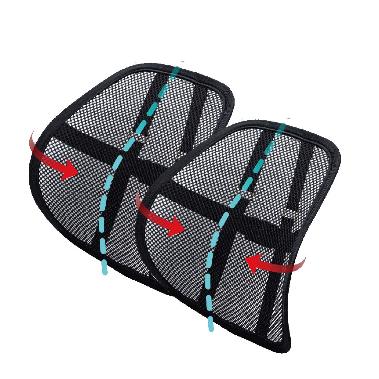 Casewin Black Lumbar Mesh Back Brace Support Office Home Car Seat Chair  Ventilate Cool Cushion Pad with Massage