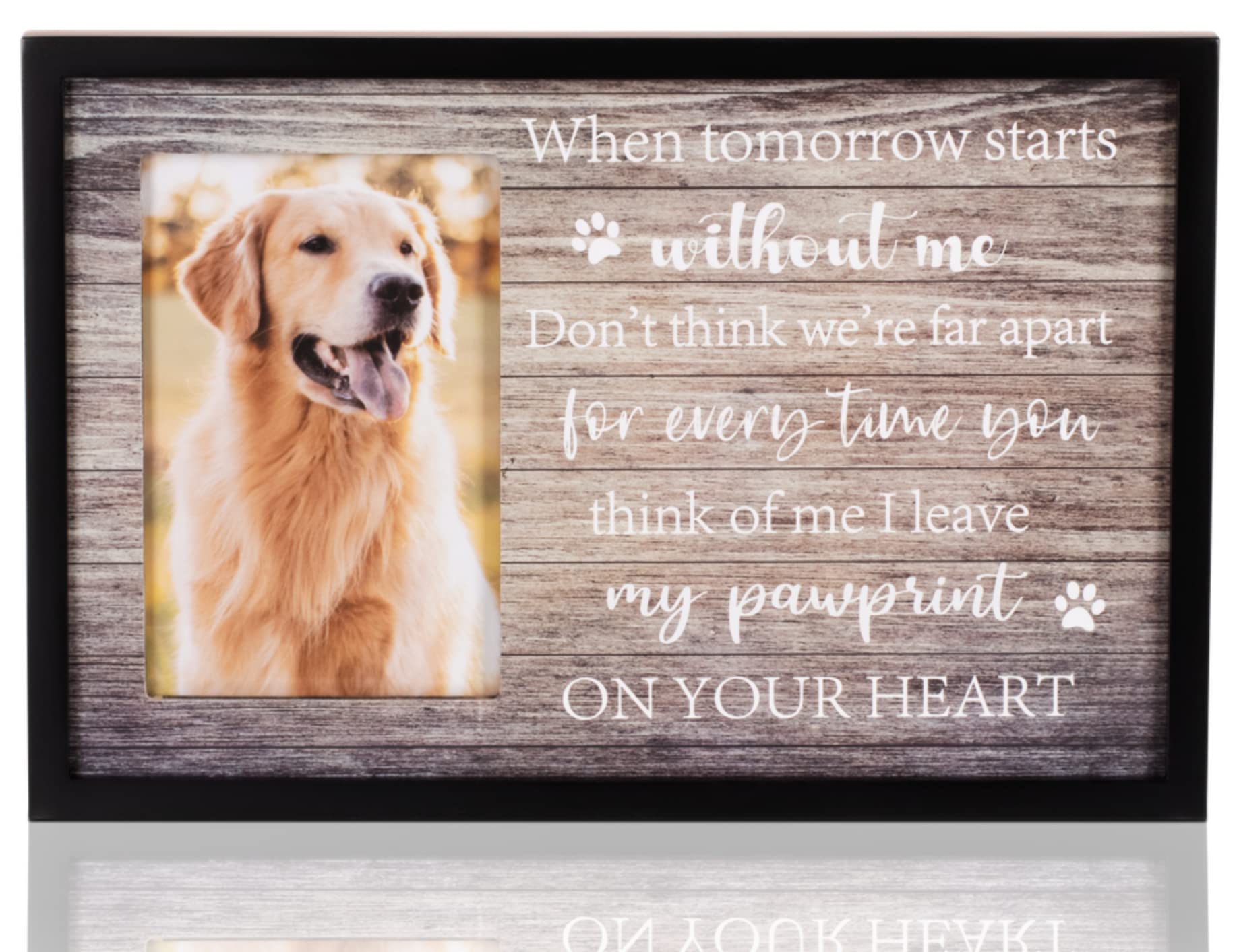 FEATHER & BLOSSOM Dog Memorial Picture Frame Pet Memorial Gifts Black