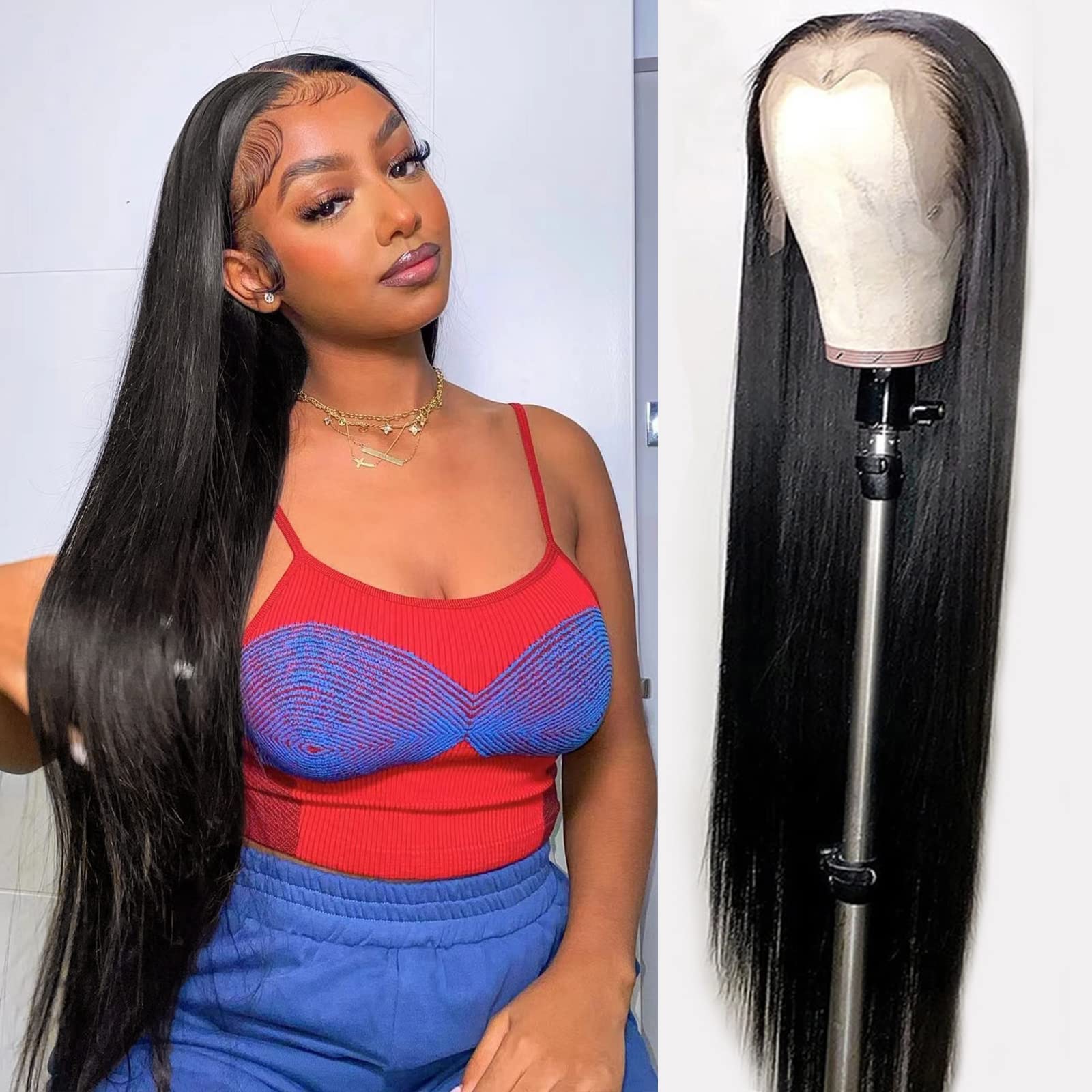 24Inch Straight Lace Front Wigs Human Hair 13x4 HD Transparent Lace Front  Wig Human Hair for