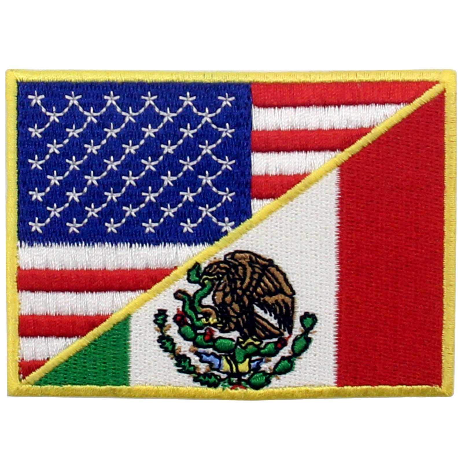 USA American United State Flag and Mexico Flag Patch Embroidered