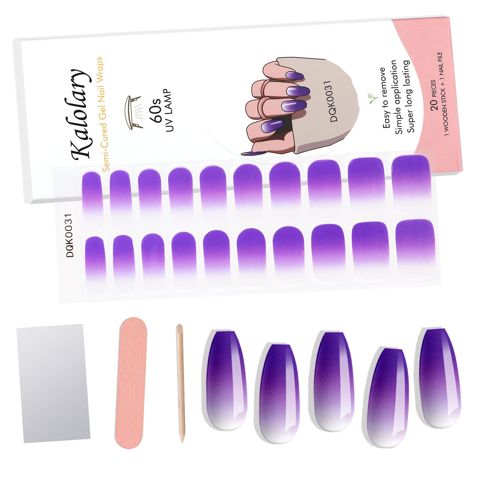 Semi Cured Gel Nail Polish Strips Waterproof Nail Stickers Self