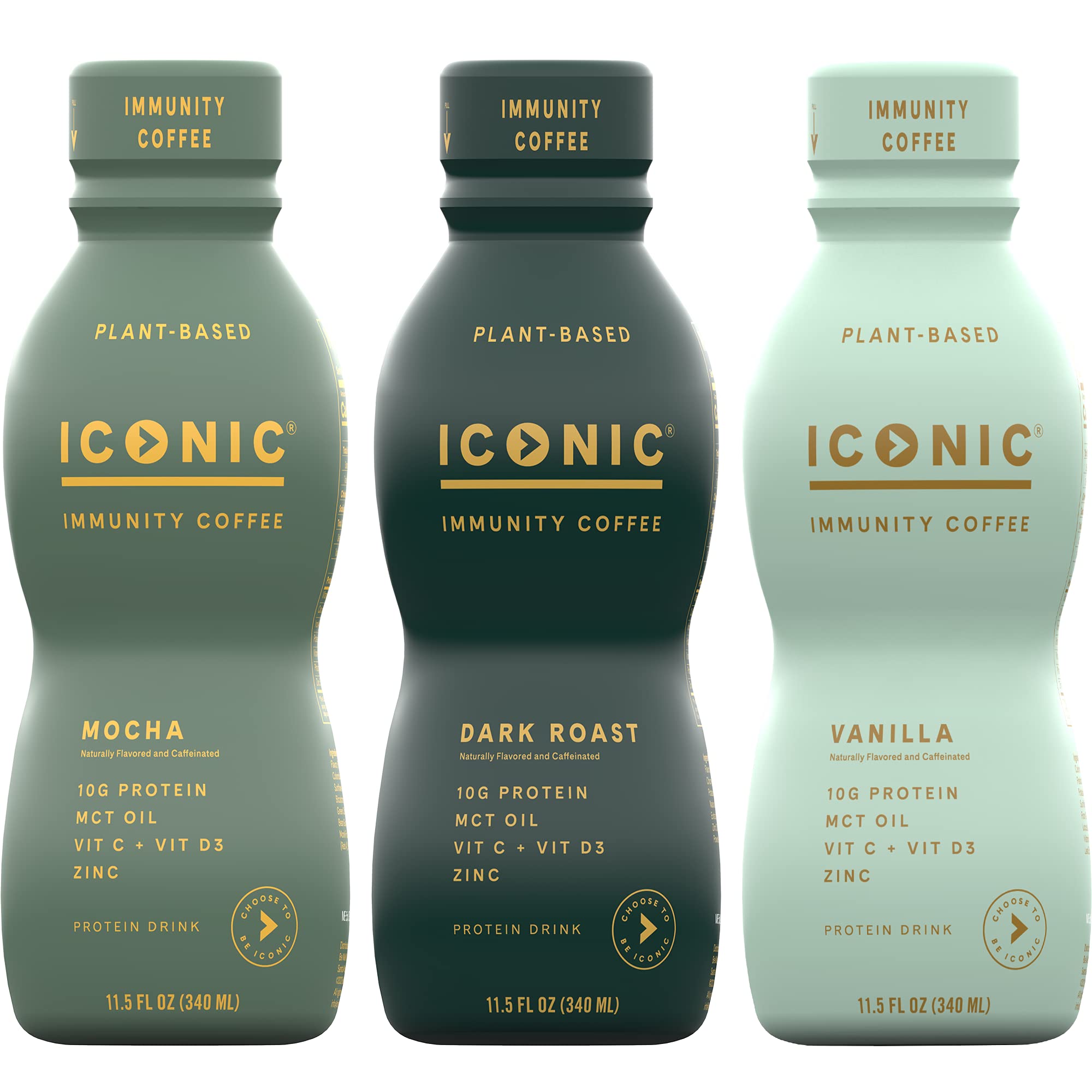 Iconic Protein Coffee, Sample Pack - Keto Coffee Alternative with Vitamin  D3, Vitamin C, Zinc, MCT Oil (1g), Pea Protein (10g) - 200mg Caffeine -  Sugar Free, Gluten Free, Dairy Free - 3 Pack