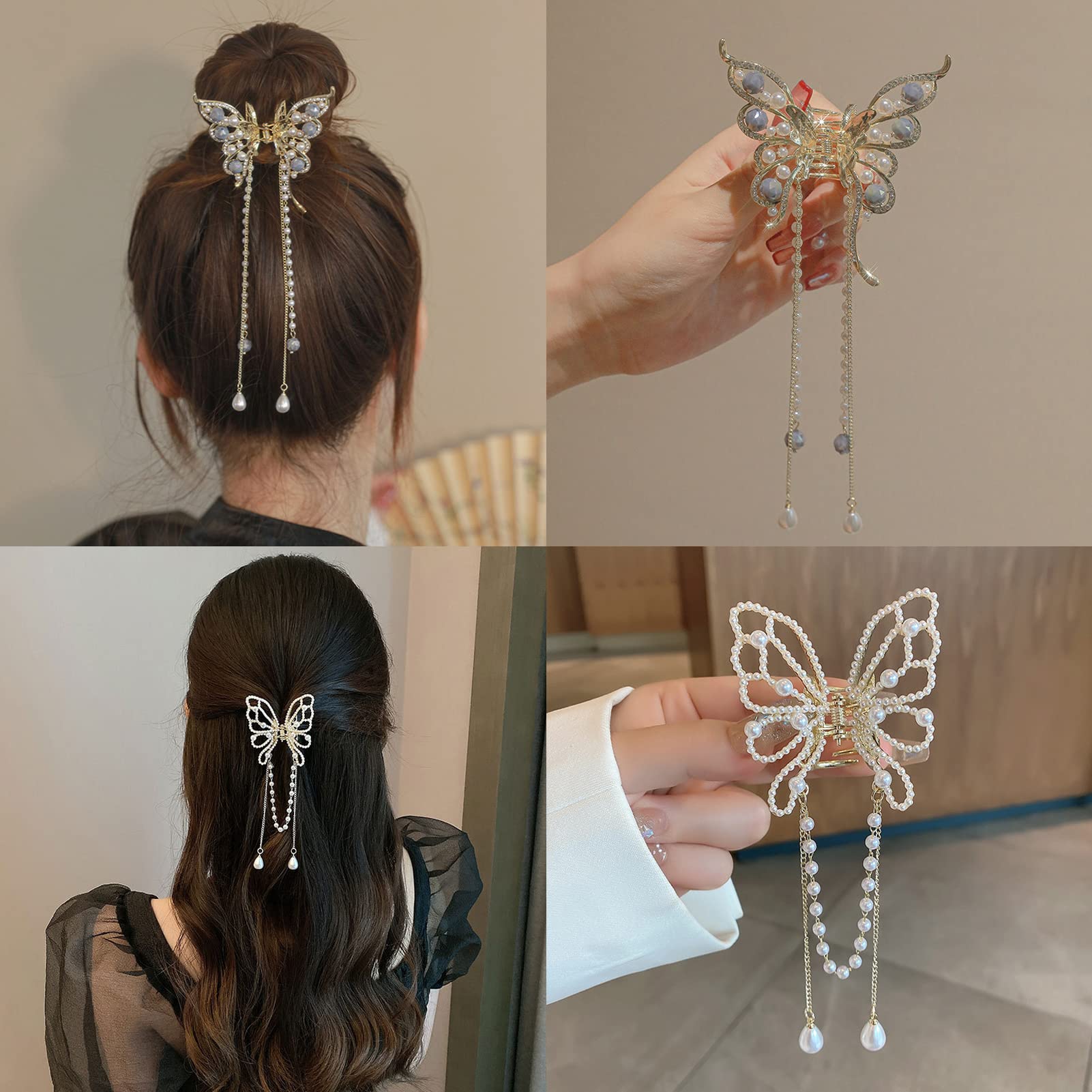 Rhinestone Amber Blue Butterfly Hair Claws Clips Small Hair Clips Elegant  for Women Girls Barrettes Alloy Hair Accessories | Wish