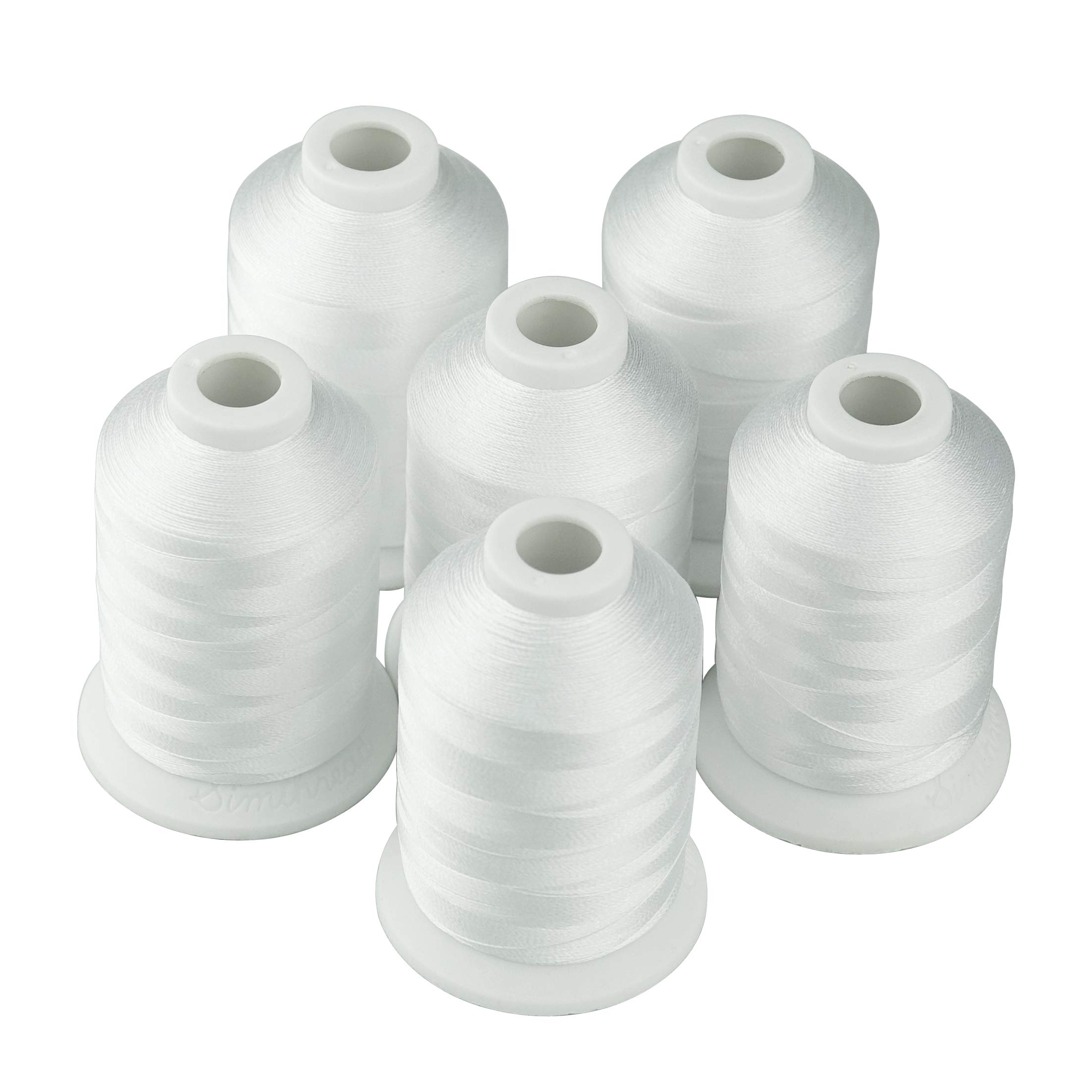 Huge 5500yards Cone Spool Bobbin Thread White Machine Embroidery (Two Pack)