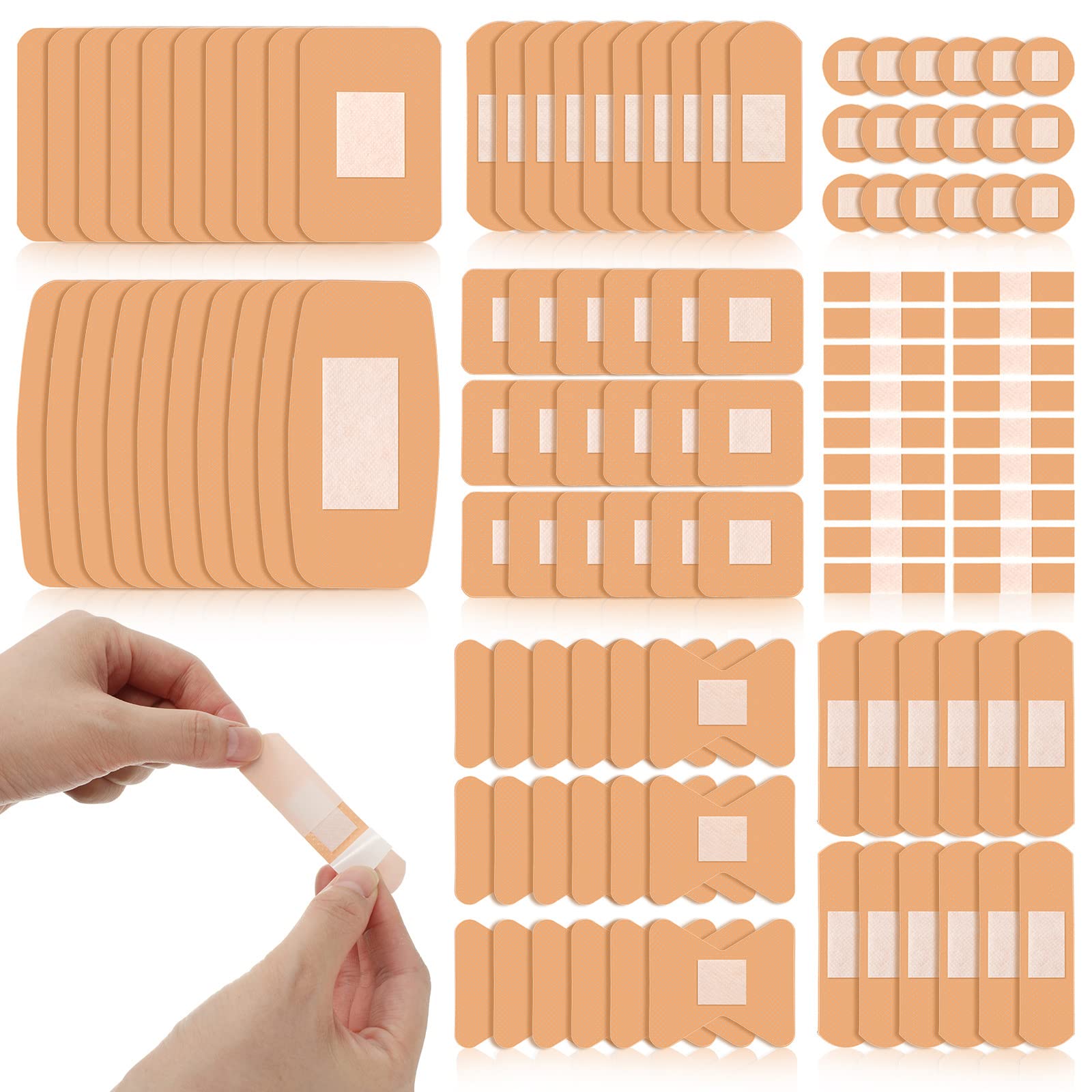 BBTO 400 Pcs Assorted Bandages Flexible Adhesive PE Bandages