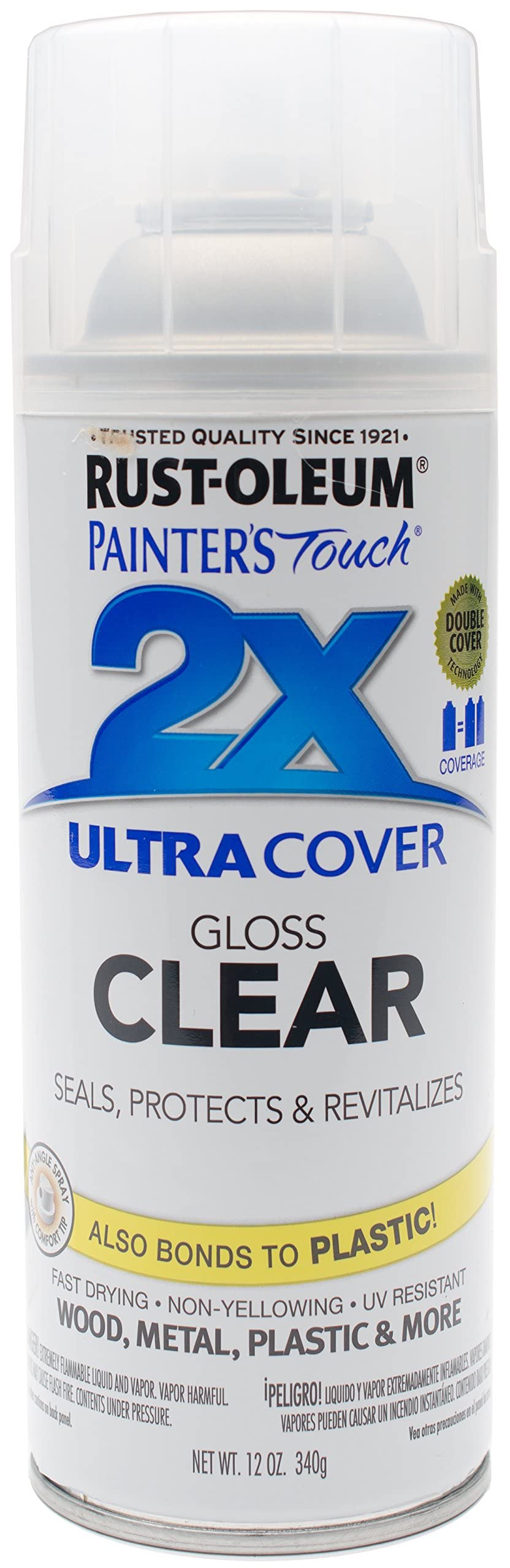 Rust-Oleum 249117 Painter's Touch 2X Ultra Cover Spray Paint 12 oz Gloss  Clear Gloss Clear